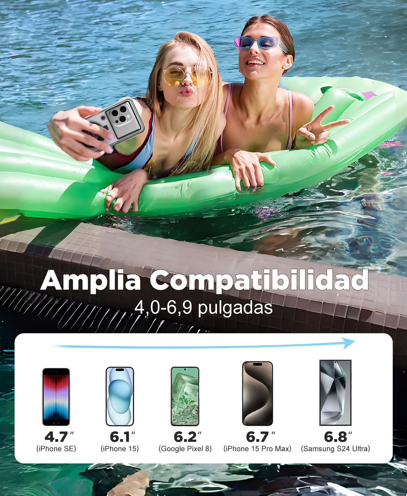 Beeasy Funda Impermeable Móvil Universal, Buceo Profesional IPX8 30M Subacuático Carcasa de Fotografía, Bolsa Acuatica Sumergible para iPhone Samsung Xiaomi Huawei, para Playa Submarinismo Surf