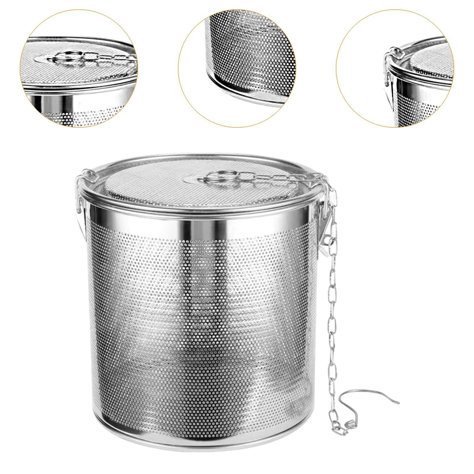 Gewürzsieb, Teekugelsieb, Loser Tee-Ei, Edelstahl, zum Kochen von Gewürzsuppen mit Kettenhaken, Gewürzfilter, 20x20cm