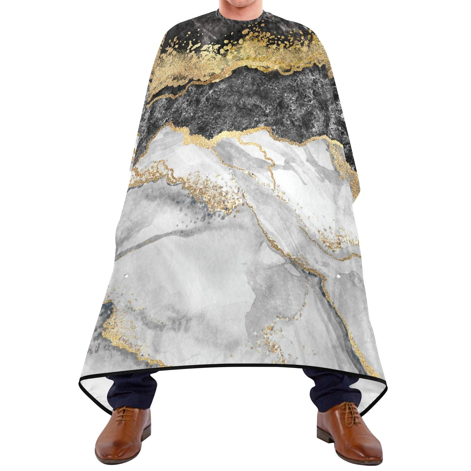 501 Capa De Peluquería Profesional 140x168cm, Mármol Negro Dorado Bata Peluqueria Unisex Personalizada Capa Peluquerías, Para El Cabello, Cortes Y Teñidos