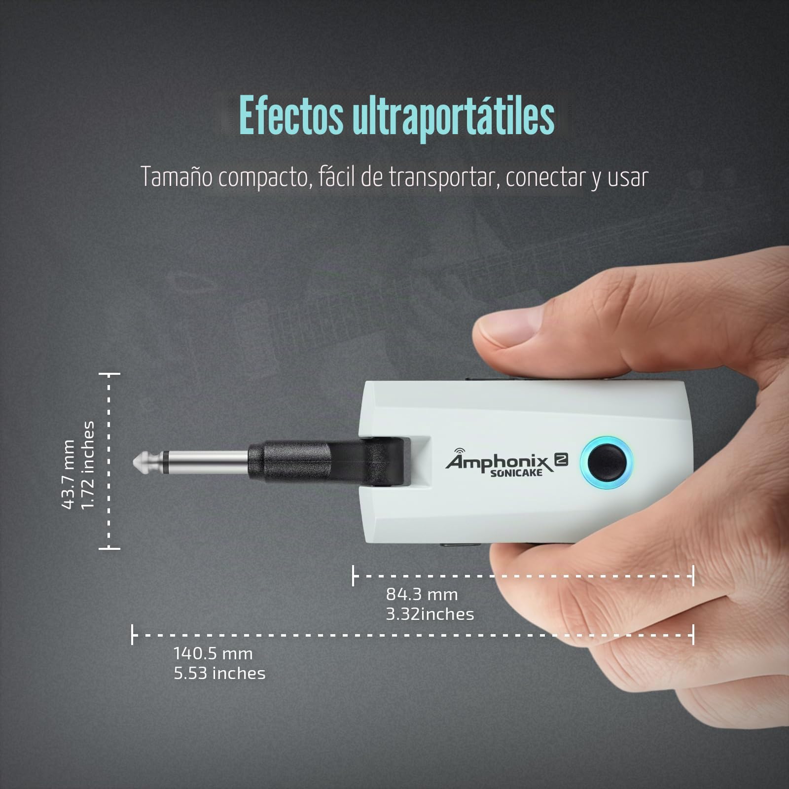 SONICAKE Amplificador para Guitarra con Auriculares 50 Presets de Fábrica, 9 Módulos de Efectos, BT, Control por App, Grabación de Audio USB Amphonix 2 QAP-50