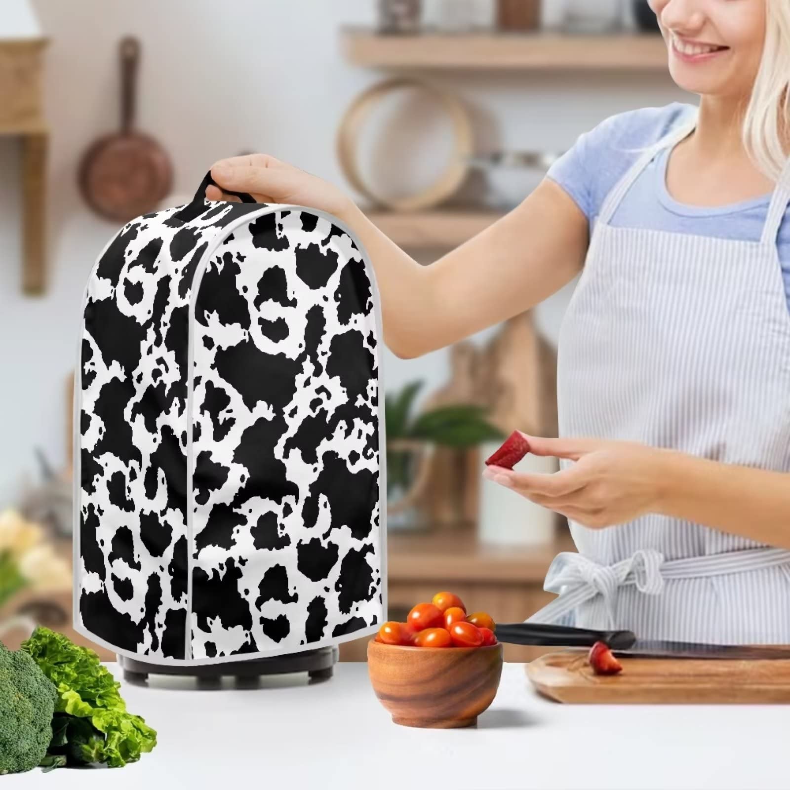 BYCHECAR Copertura per frullatore a forma di mucca per cucina leopardata con Hanlde resistente, coperture antipolvere per elettrodomestici da cucina Stand Mixer o copertura per elettrodomestici da