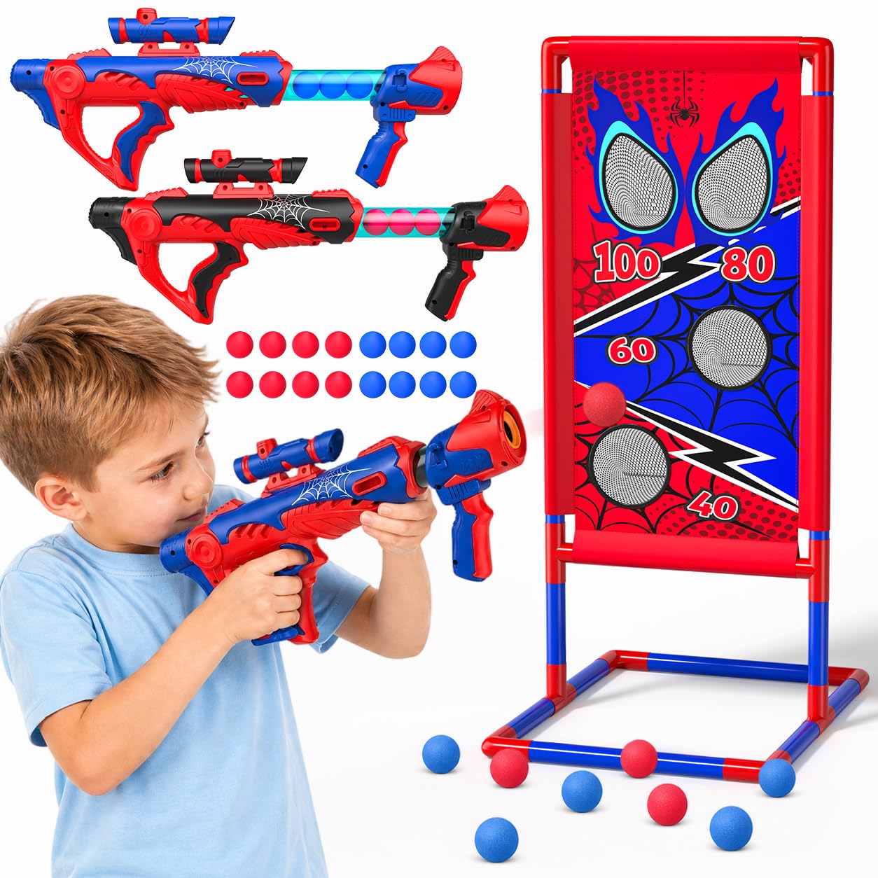 Shooting Game Toys for Kids Boys Age 4-12 with 24 Foam Ball 2 Air Pump Guns