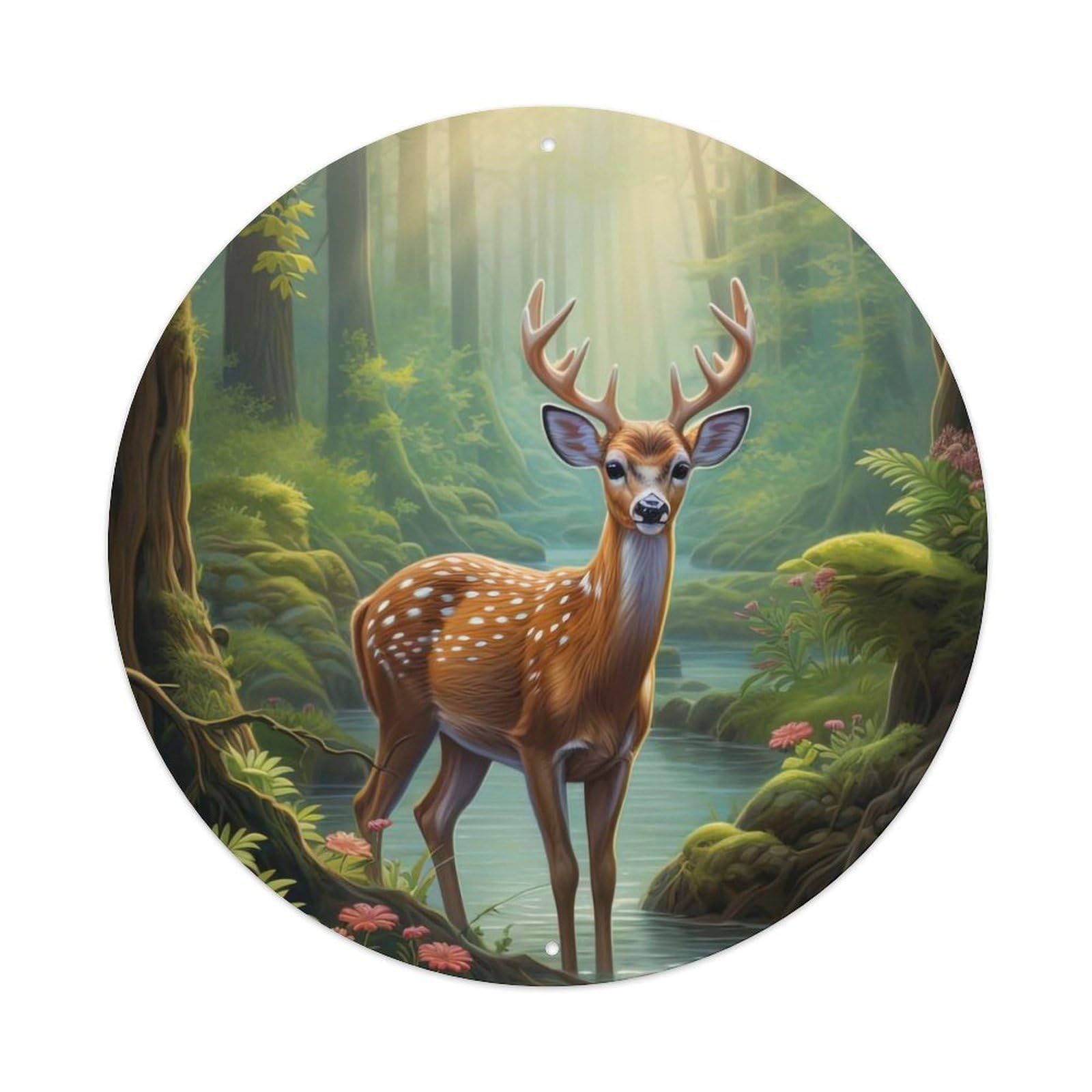 Animal Artwork Deer in The Forest Metal Tin Sign