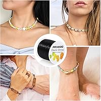Vista 7 de Cuerda elástica negra Paxcoo, cordón elástico para cuentas para pulseras, collares, fabricación de joyas y suministros para enhebrado