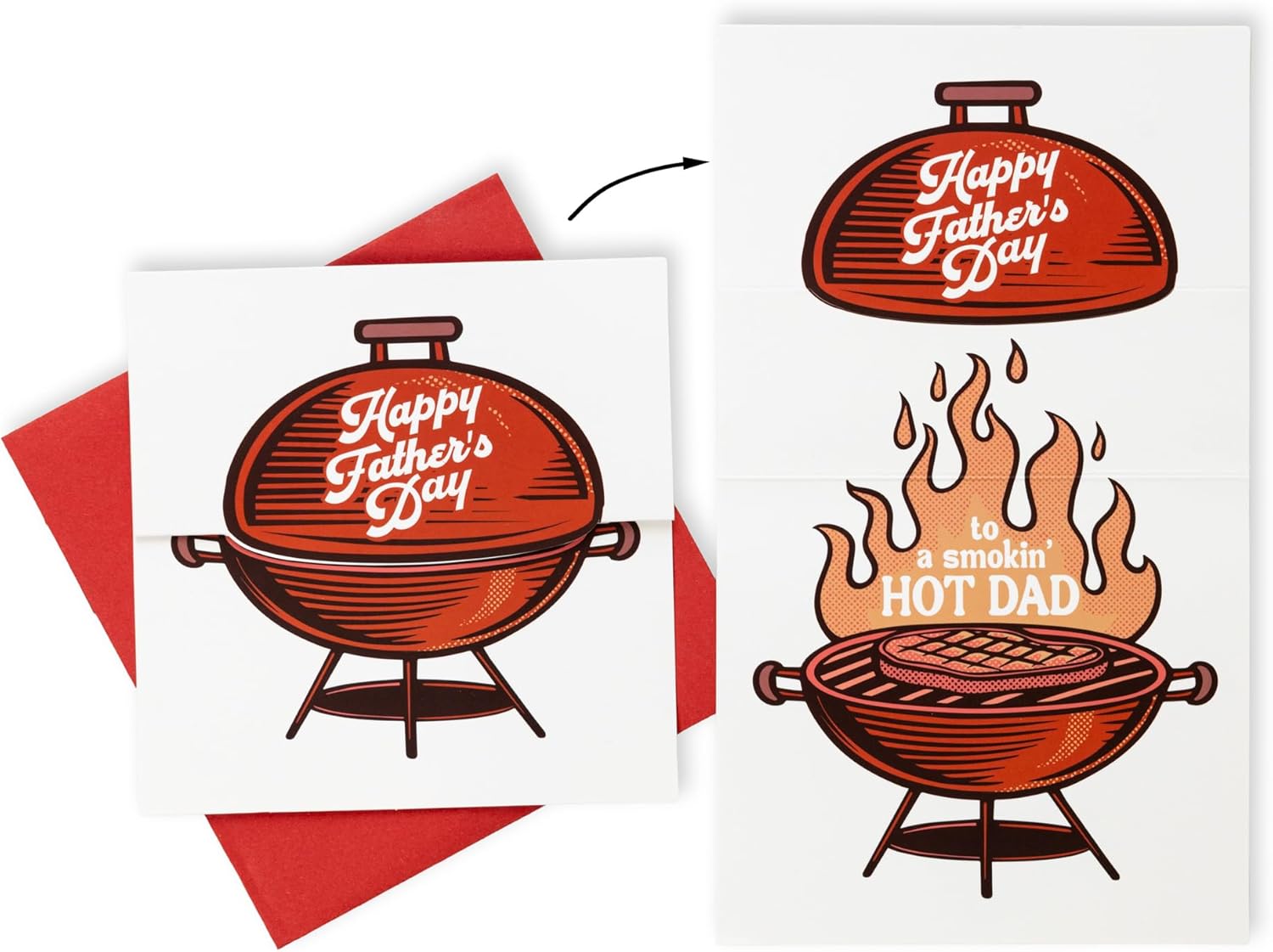 Bee! Funny Fathers Day Card from wife, girlfriend | Interactive Smoking Hot Dad BBQ Grill Fathers Day Card for Husband, New Dad, Boyfriend, Partner - Surprise Message Inside (Smoking Hot