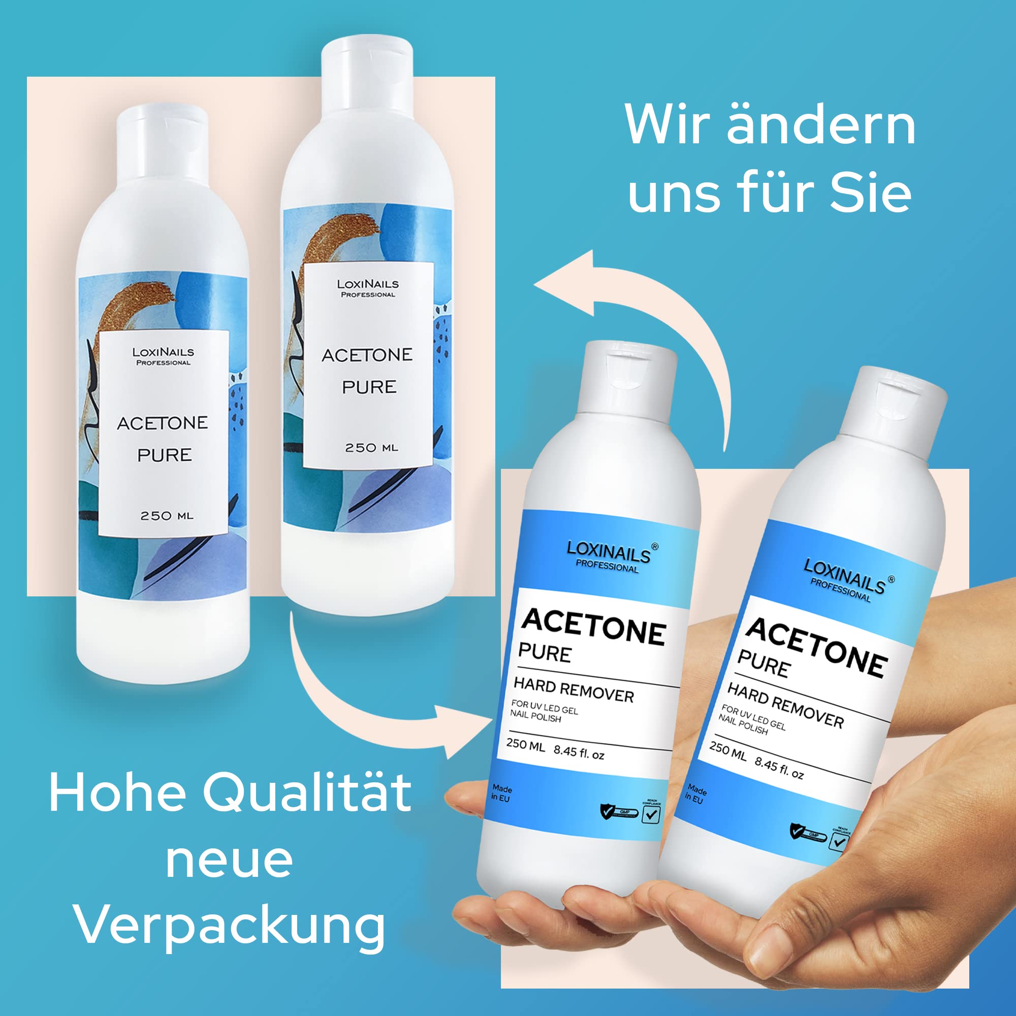 Aceton kosmetyczny Zestaw 2x250 ml - Remover do usuwania lakierów hybrydowych UV LED