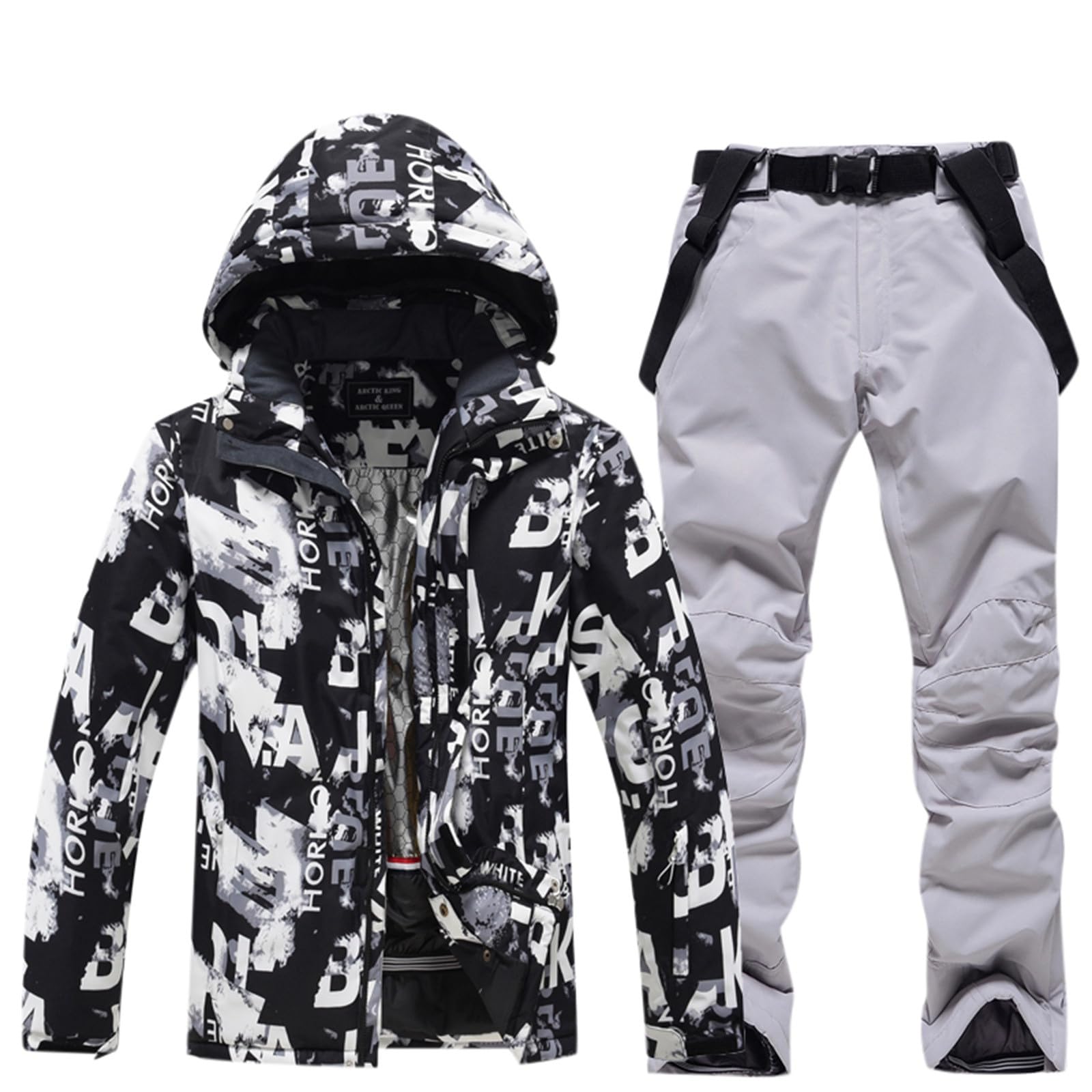 2025 Traje de nieve para hombre, conjunto de esquí impermeable, aislado a prueba de viento, chaqueta cálida de invierno + pantalón de nieve, equipo de senderismo, para trabajo al aire libre