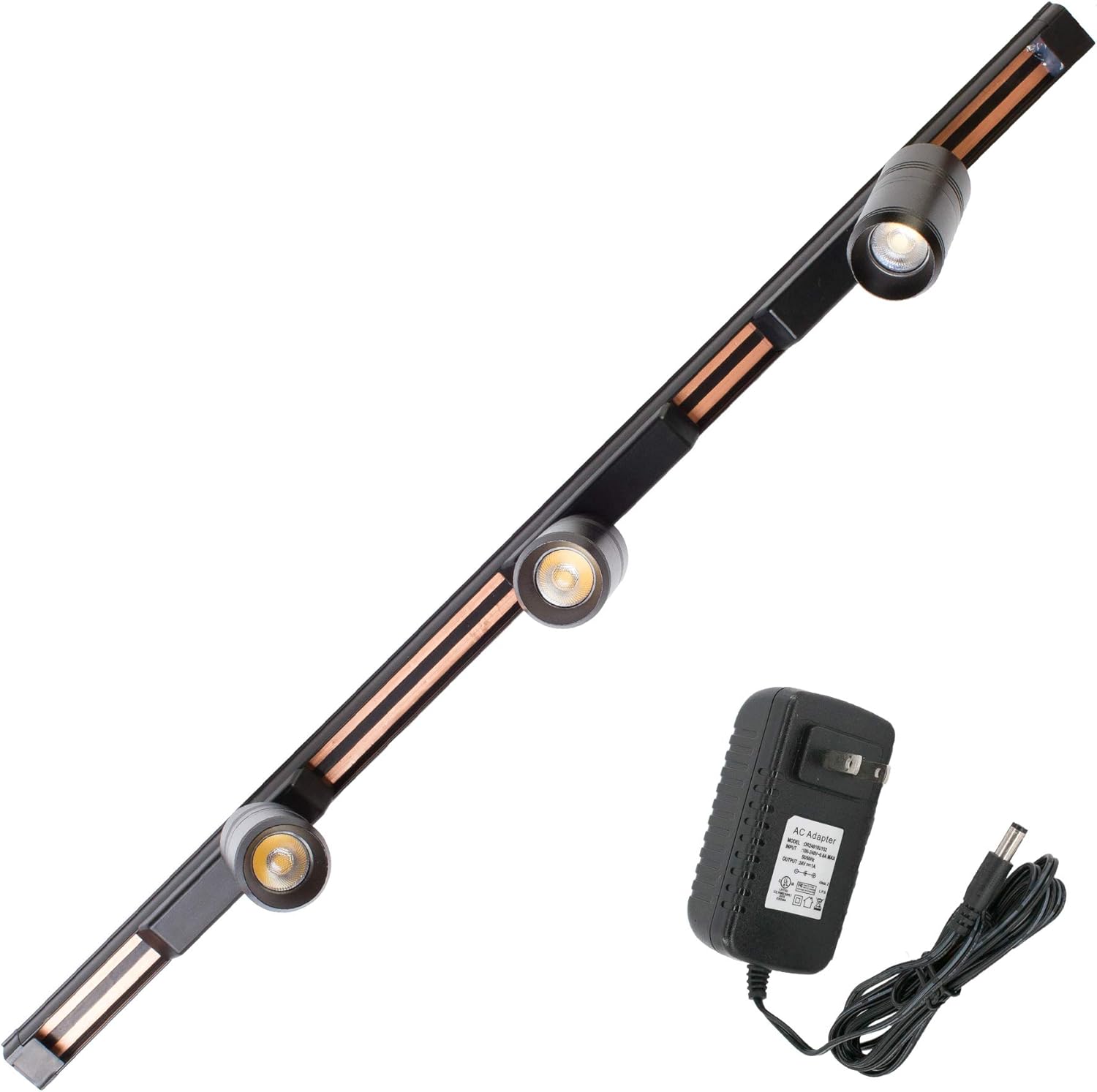 Trade Show Jewelry Showcase Mini LED Track with 3 spotlights Model FY-XL with UL Power Supply (6000K Pure White)