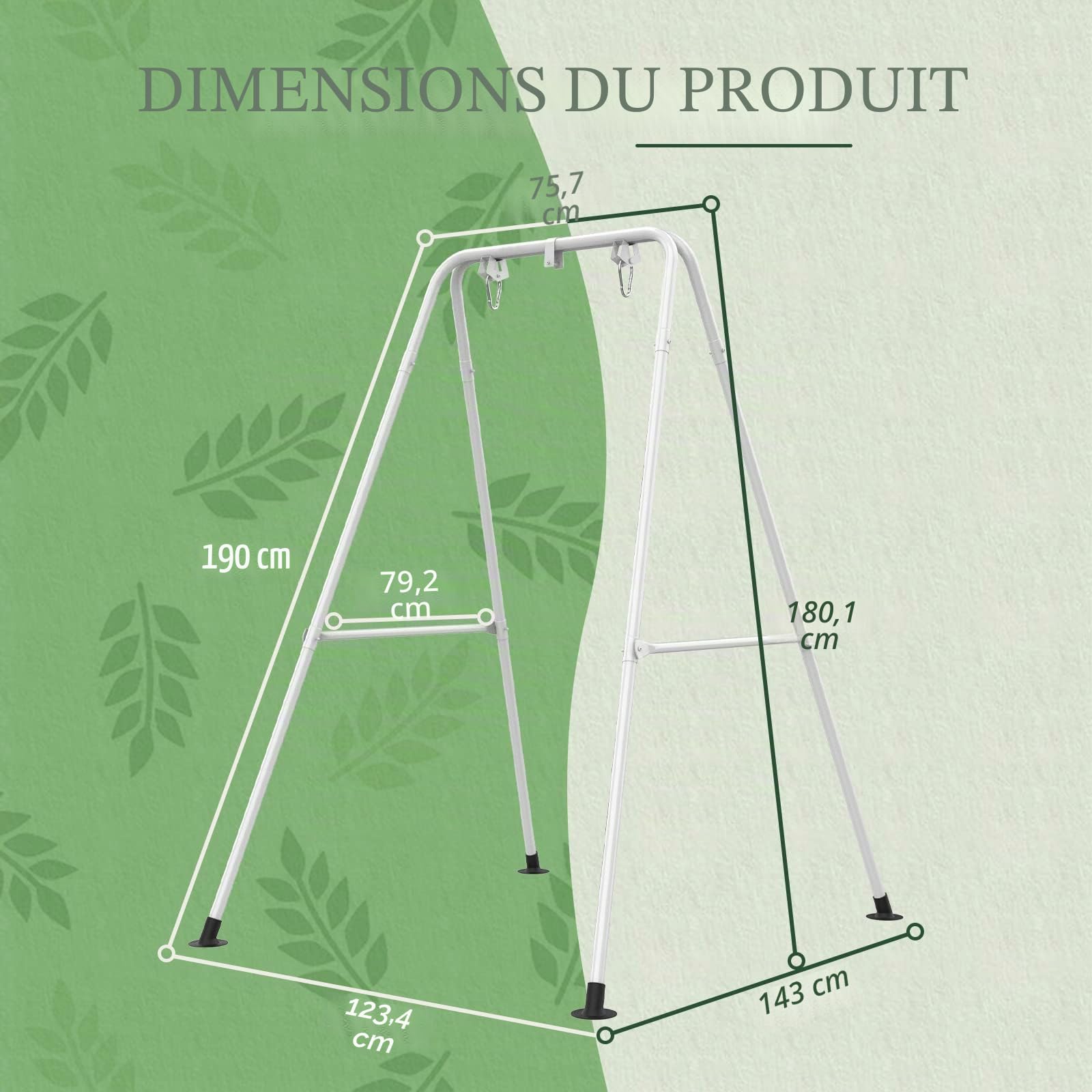 G TALECO GEAR Armature de hamac, pour fauteuil suspendu, charge maximale : 150 kg, pour l'intérieur ou l'extérieur, avec support (blanc A)