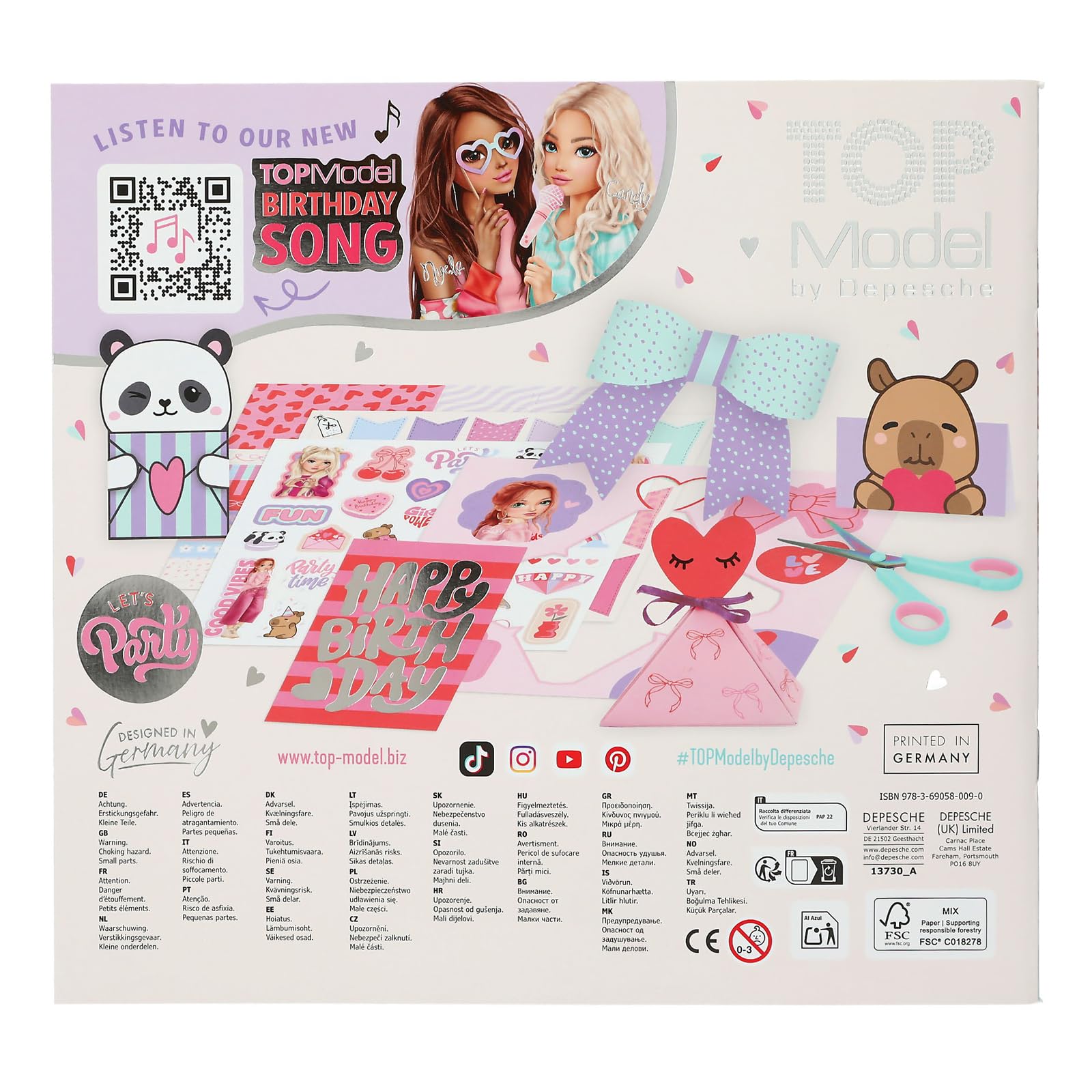 Depesche 13730 TOPModel - Set de Libro Creativo DIY Paper Fun con 32 páginas de Colores para Hacer Manualidades y diseñar Cartas, Postales y Mucho más. Incluye 2 Hojas de Pegatinas. - 5