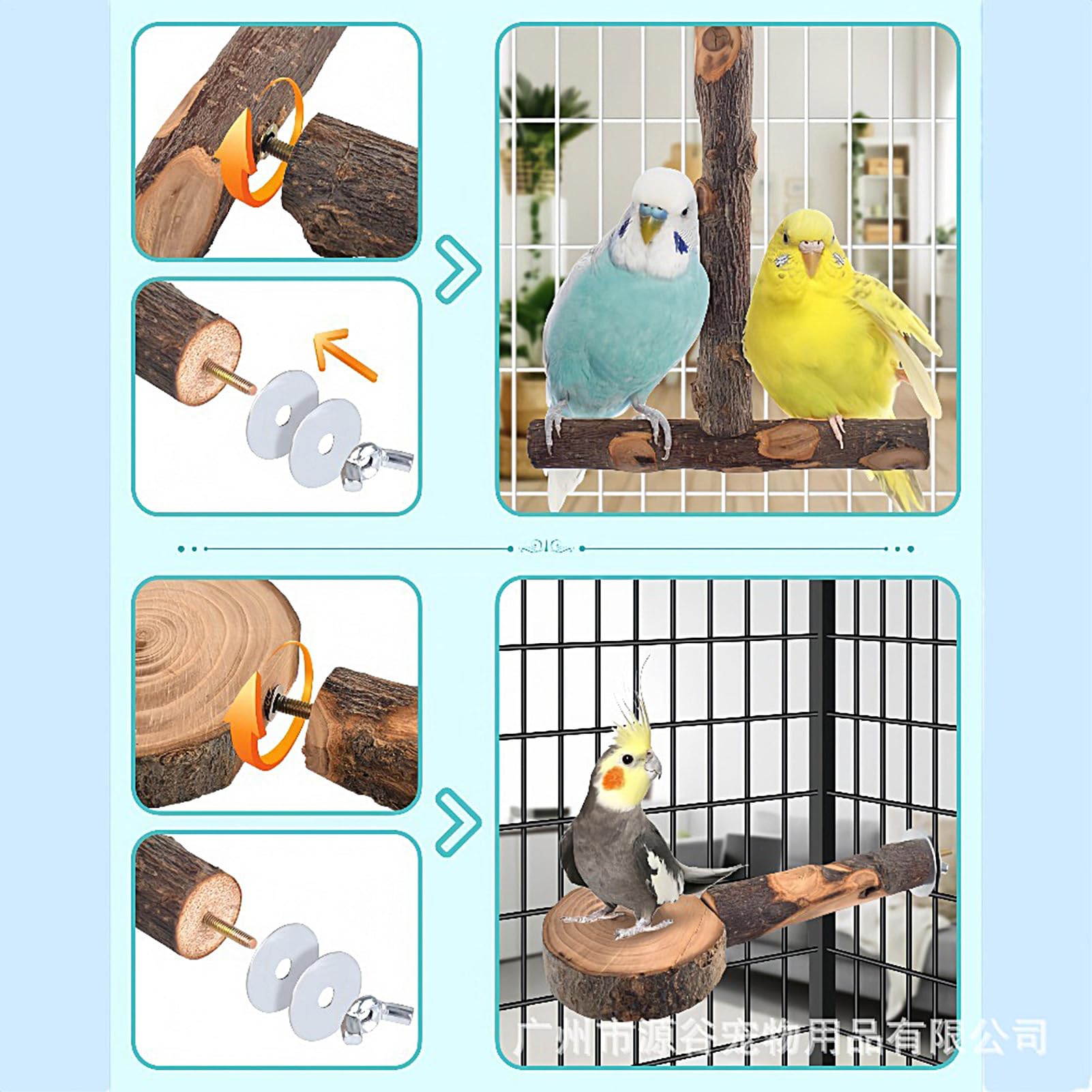 perchoir pour perruche, accessoire de cage