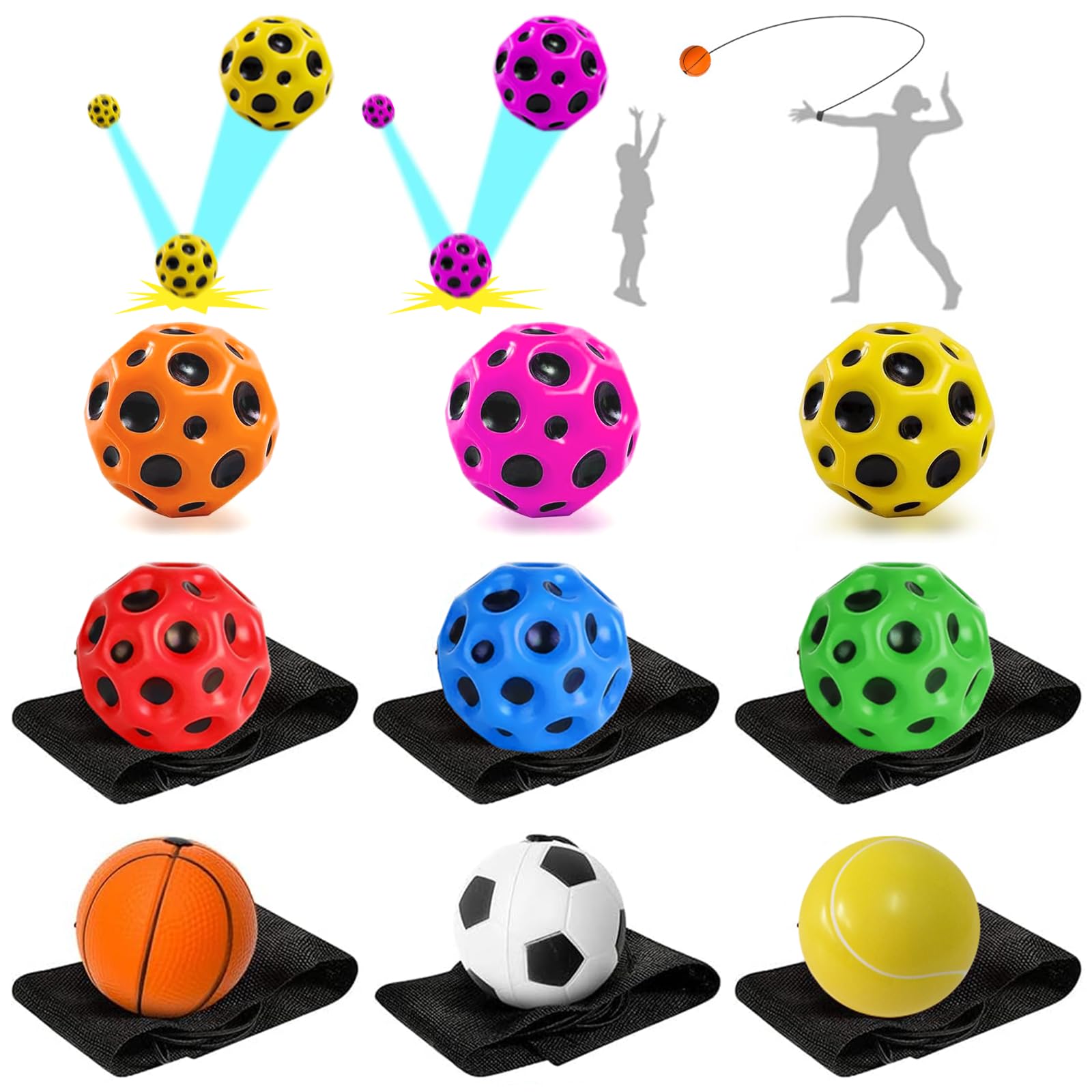Astro Jump Ball, Astro Jump Ball Moon Ball High Jumping Rubber Ball Jumps Rubber Ball Space Ball A Popping Sound Make Mini Bouncing Ball Toy, Bouncy Balls for Kids Party Gift 7