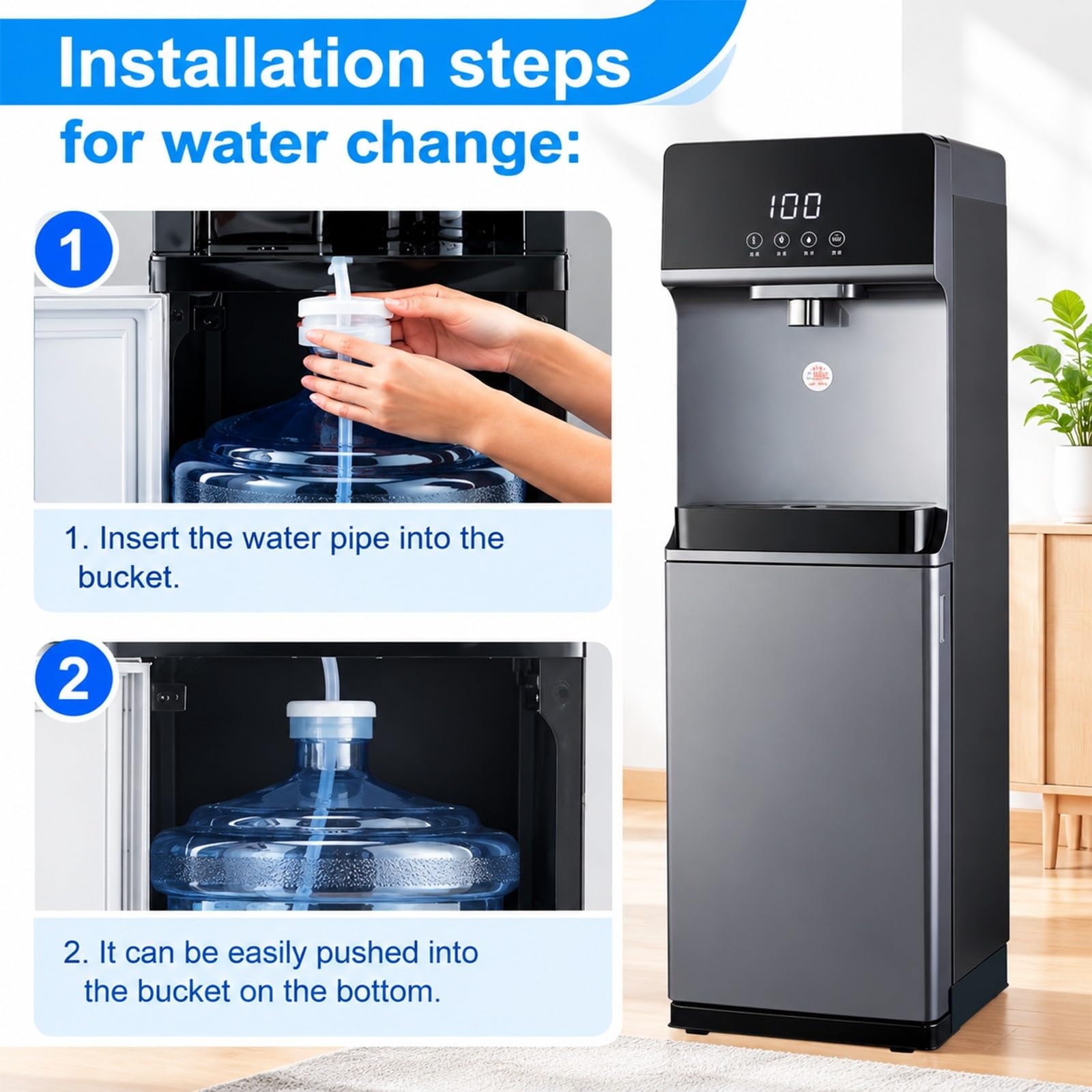 Dispensador de Agua, 5 Temperaturas, Carga Inferior
