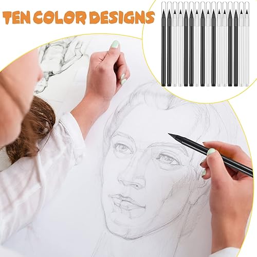 Miniatura 6 de Marsui 40 piezas de lápiz eterno, lápiz indeleble para siempre, lápiz eterno con borrador, estético, reutilizable para escritura, dibujo, hogar,