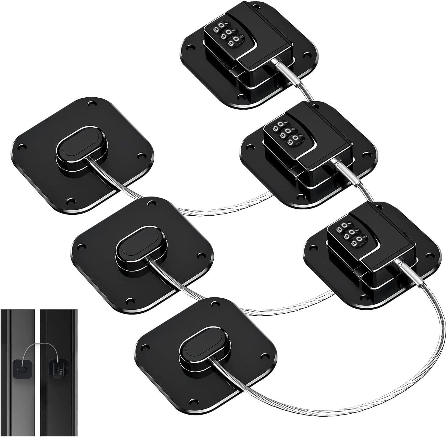 Refrigerator Lock, 3pcs Black - Cupboard Locks Child Safety Child Proof Cabinet Locks Fridge Locks for Kids Secure Your Home