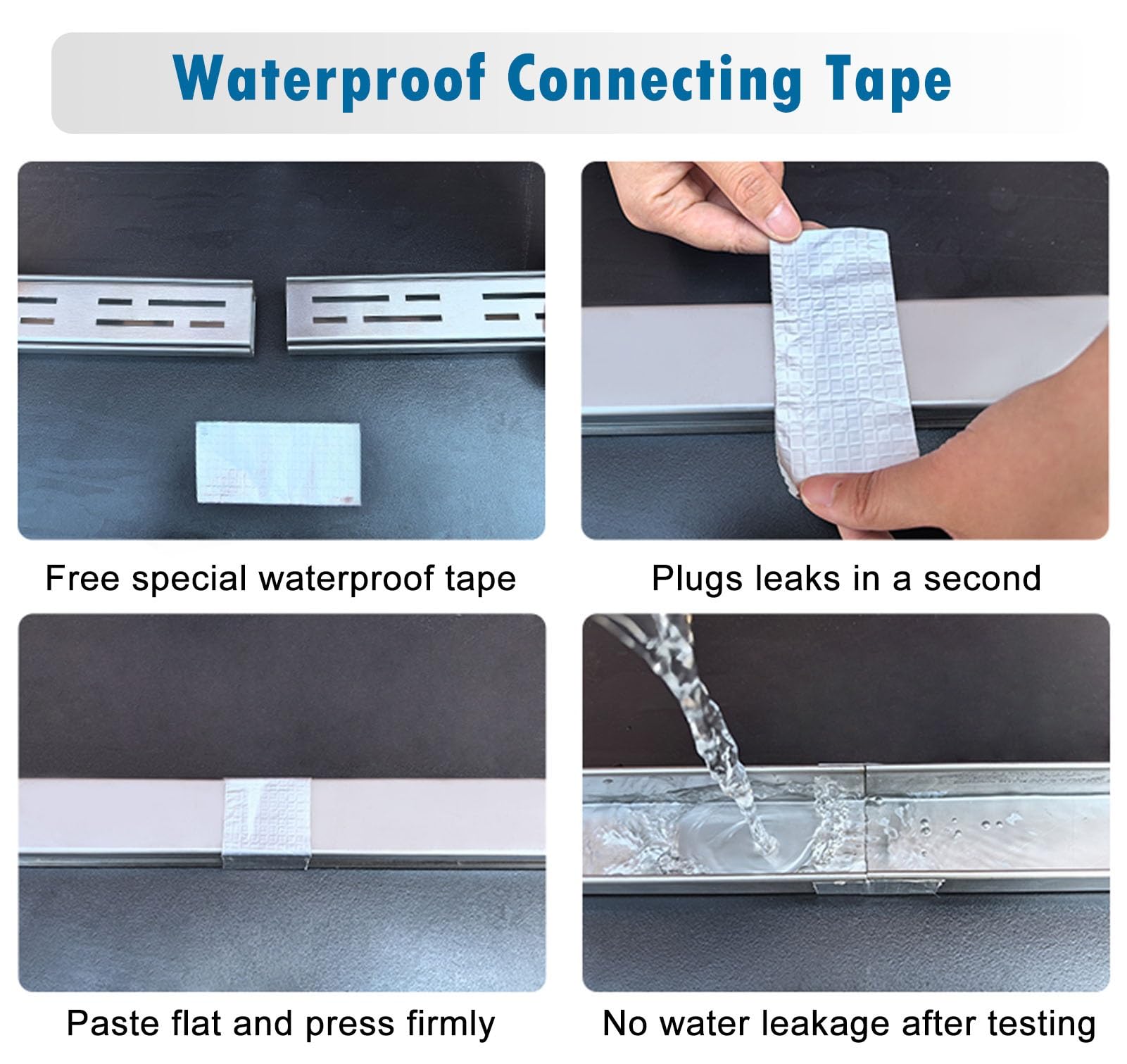 Rejilla para Canal de Drenaje Pluvial, Sumidero de Acero Inoxidable 304 con Rejilla, Paquete 2, Color Plata(10x5cm(4"x2"))
