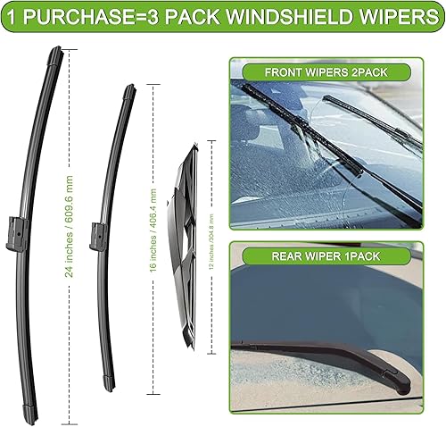 Vista 182 de PARRATI® - Limpiaparabrisas de repuesto y alto rendimiento con escobillas para parte trasera, para Dodge Durango y Jeep Grand Cherokee 2011-2023