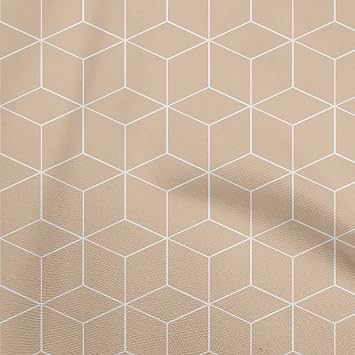 oneOone Cotton Jersey Light Beige Fabric Geometric Craft Projects Decor Fabric Printed By The Yard 58 Inch Wide