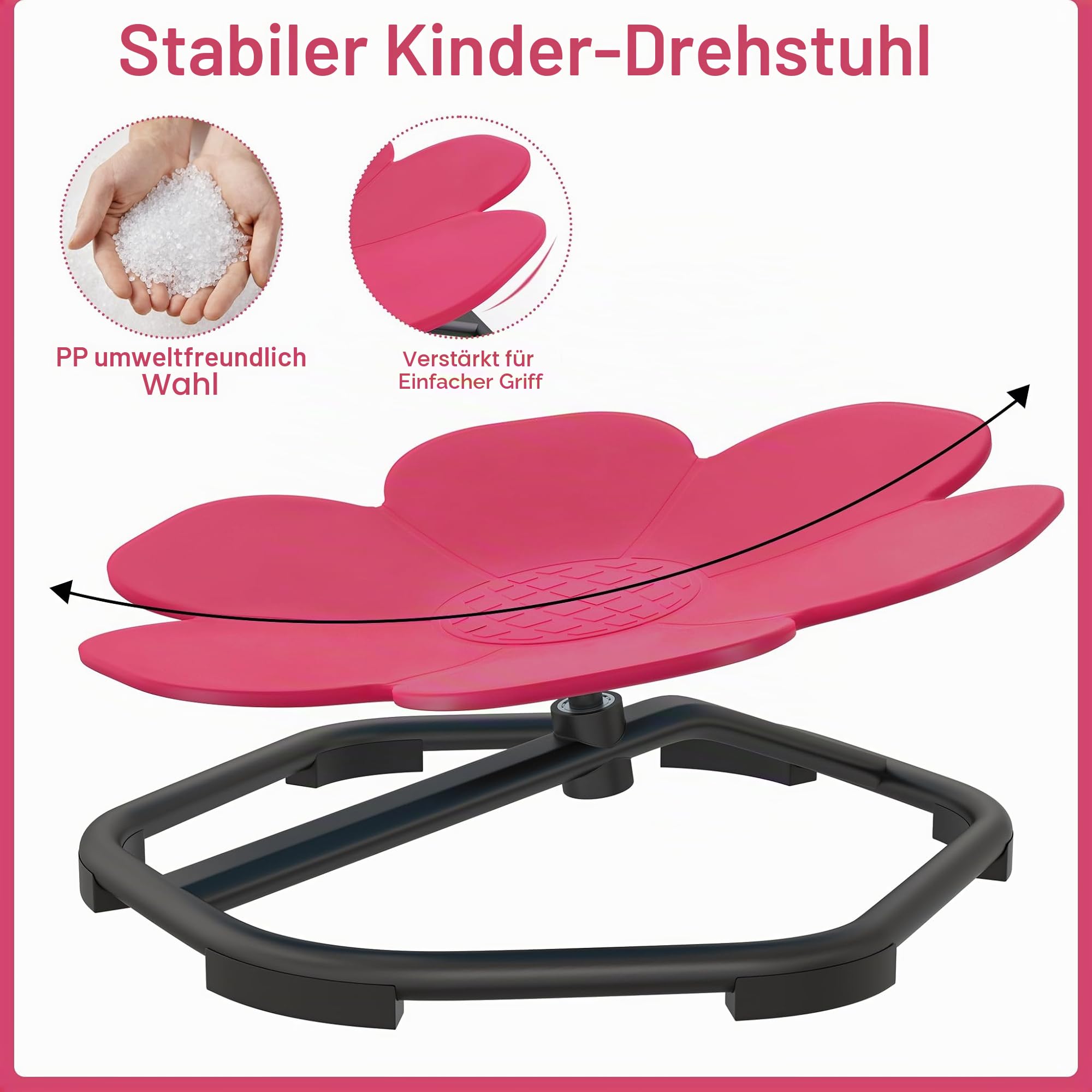 FIVMEN Karussell Drehstuhl für Autismus Kinder Training Physische Koordination und Gleichgewicht Sensorisches Balance Drehhocker für Kinder ab 3-9 Jahren, Rosenrot