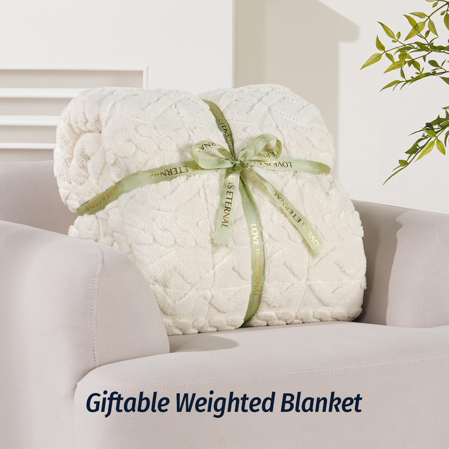 Wemore Gewichtsdecke für Erwachsene, Doppelgröße, 6,8 kg, doppelseitig, weich, flauschig, Jacquard, Sherpa, gewichtete Decken zum Schlafen, gemütliche, flauschige, gestrickte schwere Decke für Couch,