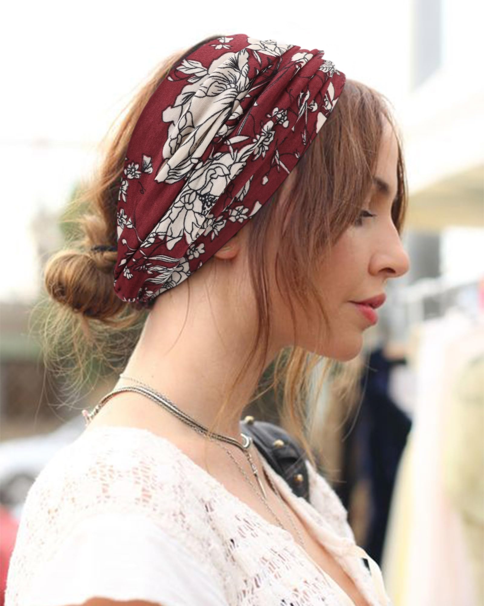 DRESHOW 8 Pack Turban Headbands for Women Wide Vintage Head Wraps Knotted Cute Hair Bands Accessories, 8 Pack Wide Setb-05 - Image 4