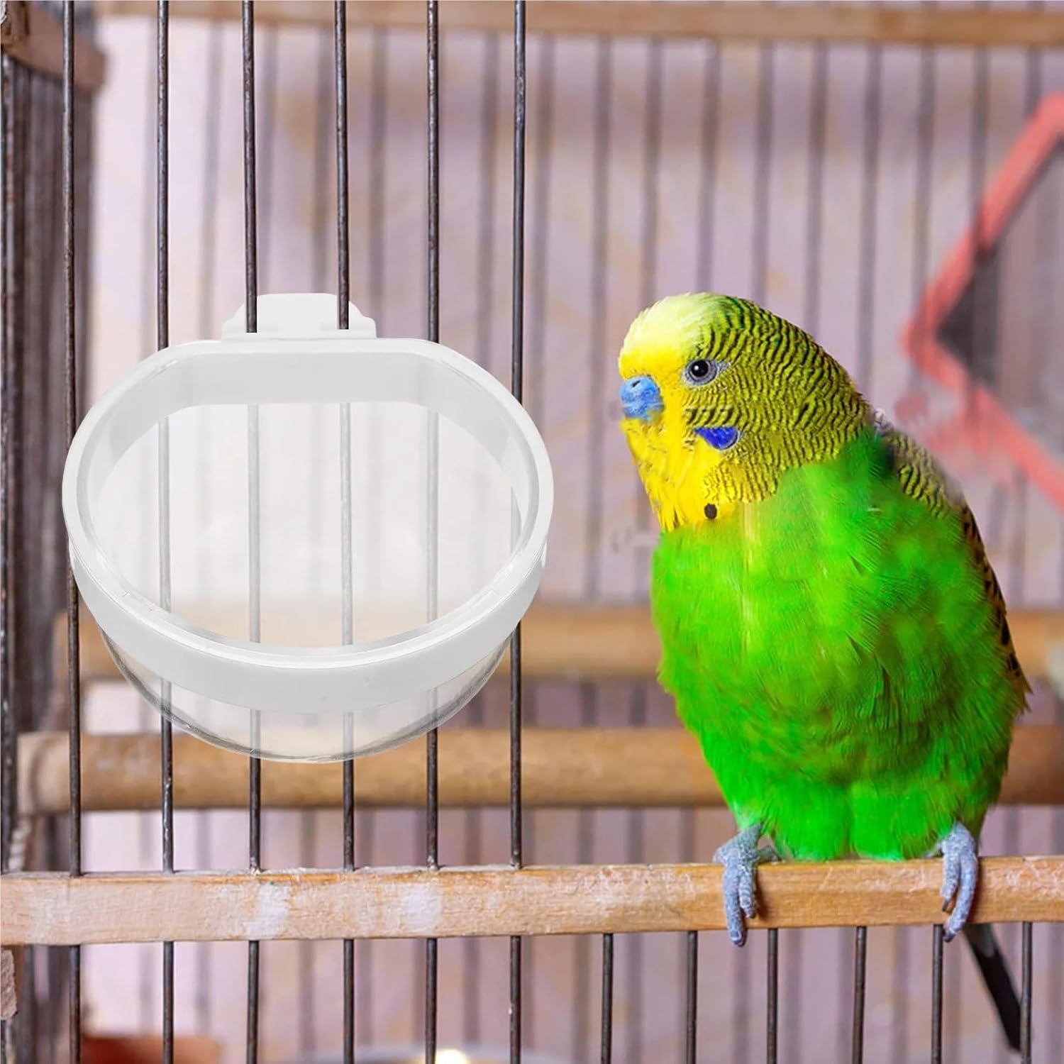 Bird Training Food Jar 12Pcs Hanging Bird Feeder Bowls Transparent Detachable Spill Proof Parrot Water Cups Small Bird Cage Feeding Bowls for Canary Finch Outdoor Use