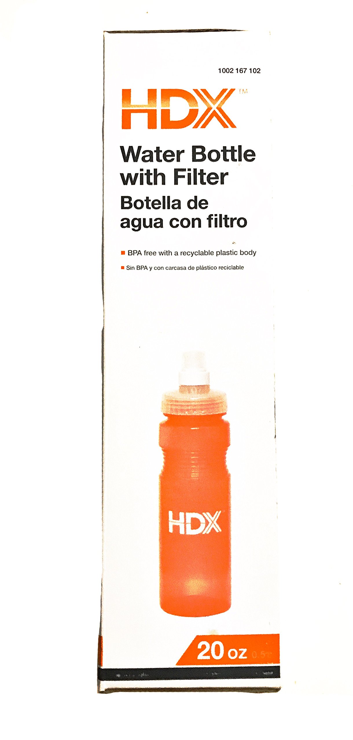 HDX Water Bottle With Filter BPA-Free Holds 20 Ounces