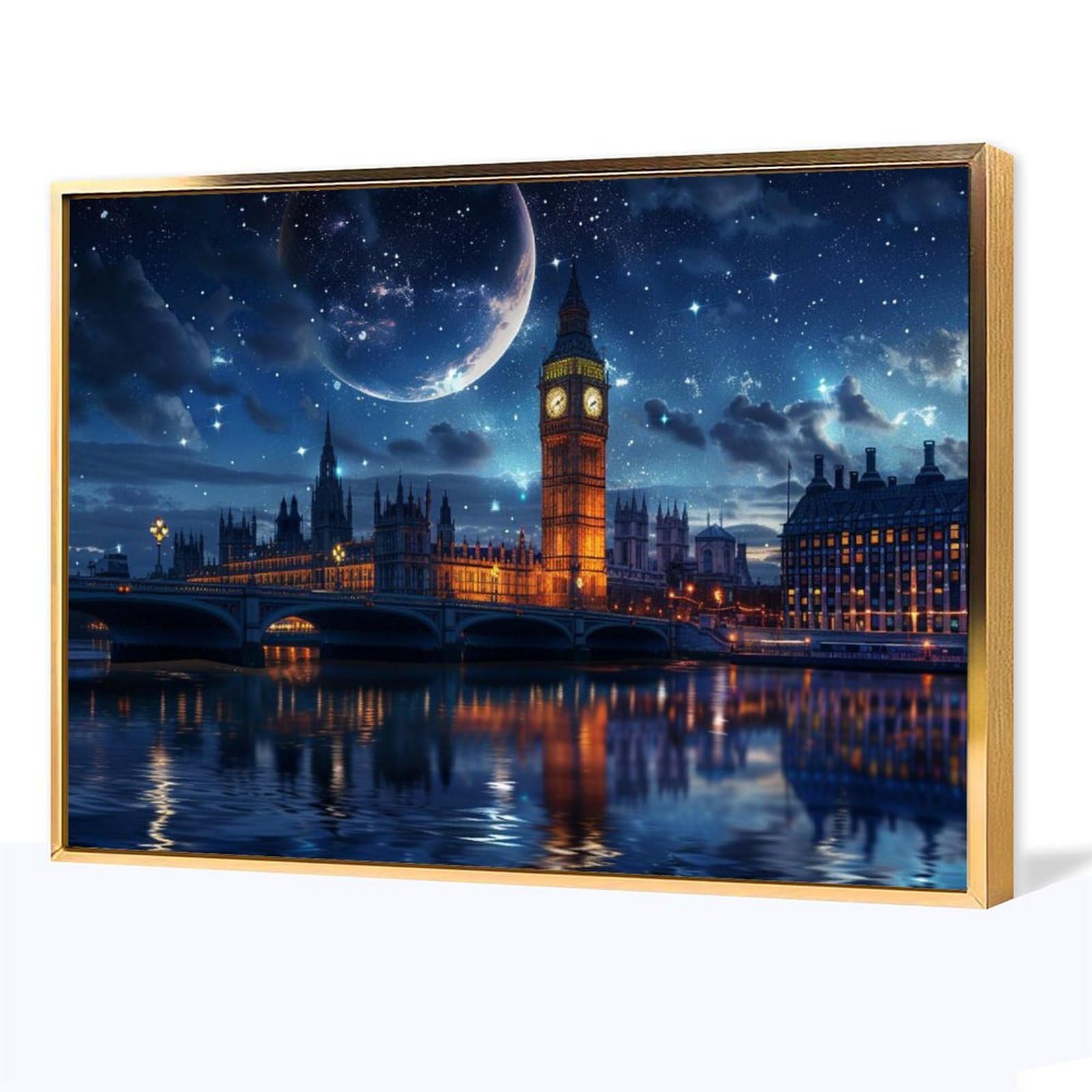 Amazon.co.jp: 絵画 美しい夜景の下でロンドンのビッグ ベンと