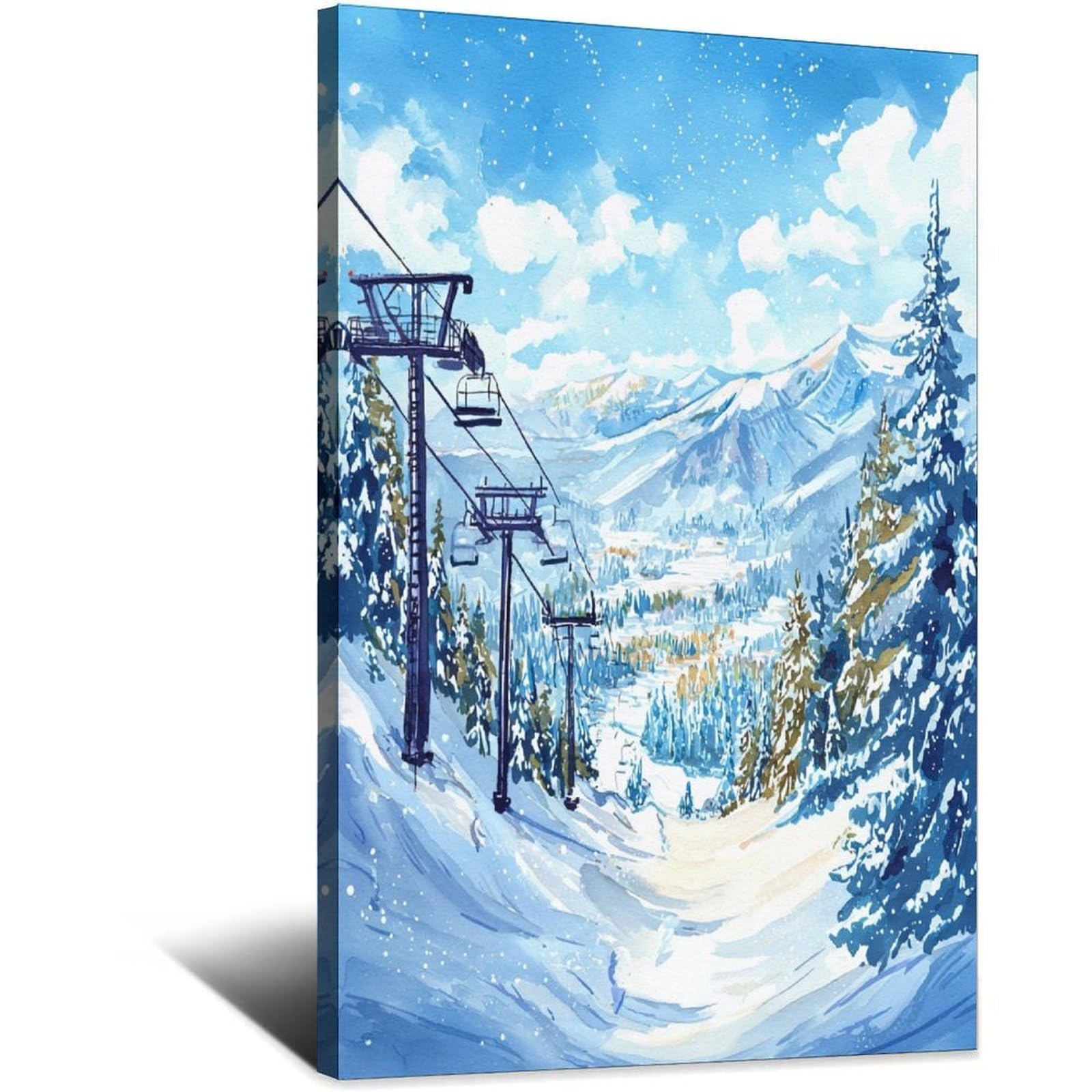 CFXNGA Whistler Ski Poster 20x30inch(50x75cm) Vintage Watercolor Canvas Art