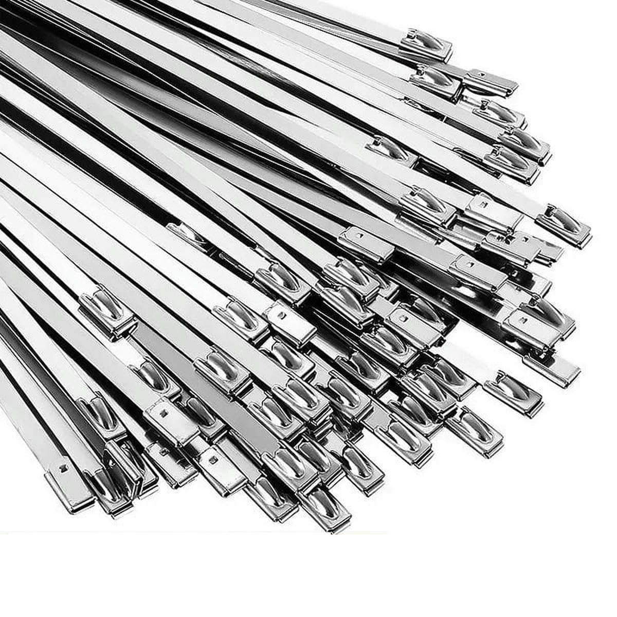 20/100Pcs Stainless Steel Cable Ties Metal Zip Ties Strap for Exhaust Wrap Multi-Purpose Heavy Duty Self-Locking Fastening Ring-4.6x150mm-20