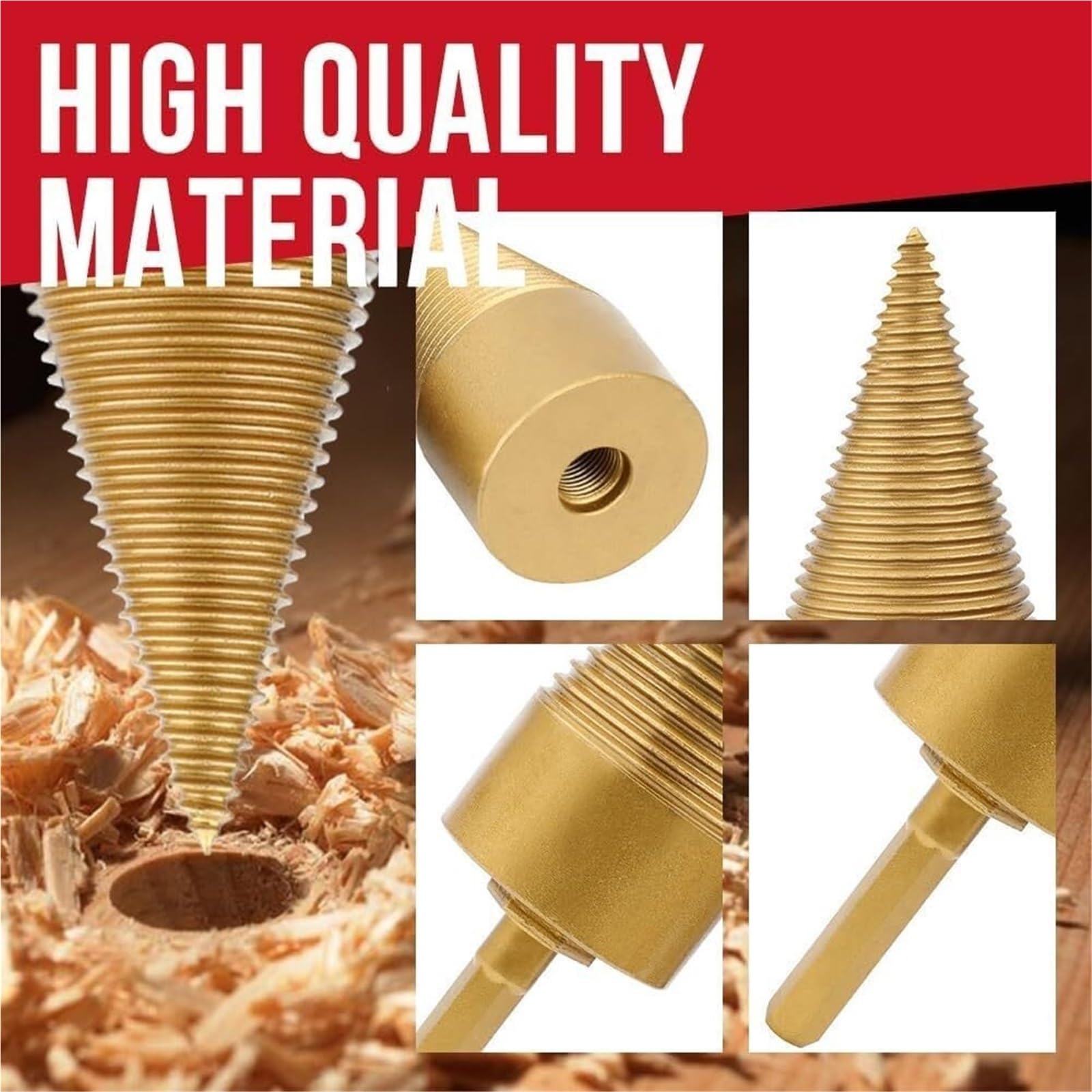 Ensemble de forets à bois de chauffage, fendeuse de bûches à bois, foret à bois de chauffage avec 4 poignées, foret à fendre le bois, foret à fente facile, fendeuse de bois, forets fendeurs de bois fo