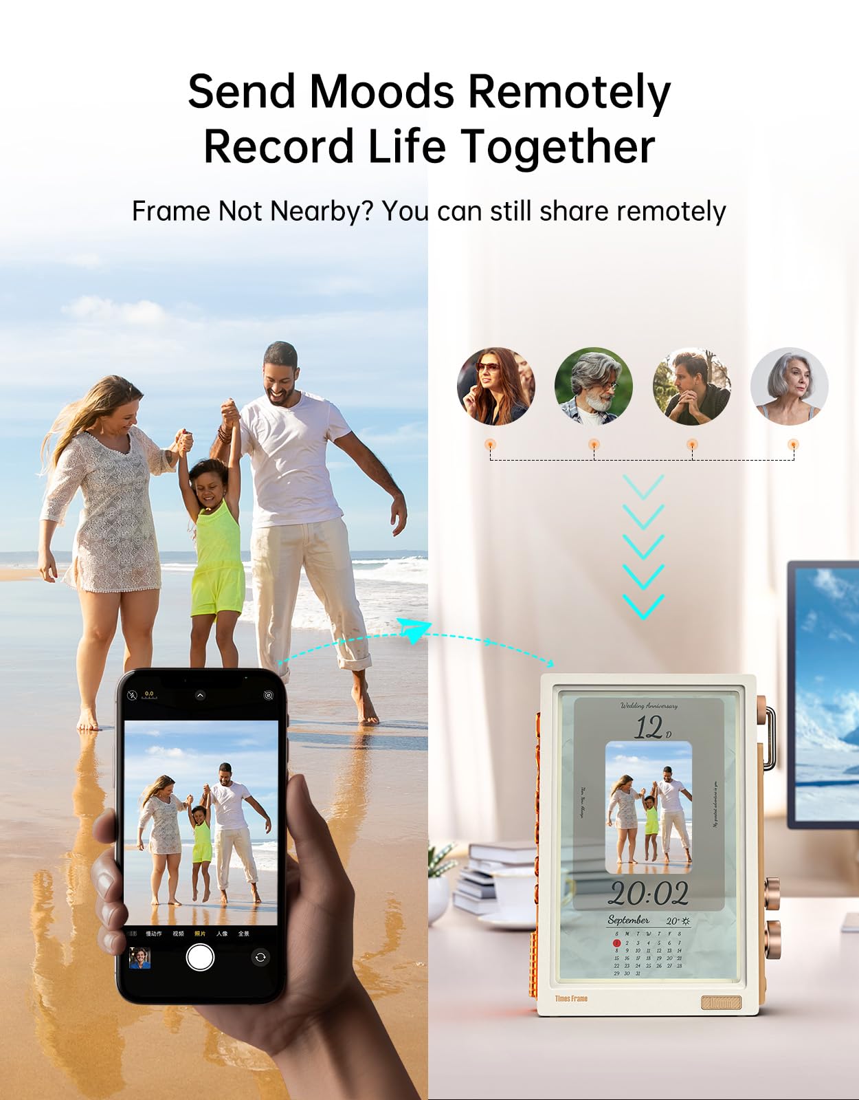 Divoom Times Frame Transparante digitale fotolijst (10,1 inch) met wifi en 64 GB, IPS-display met zwevend effect en RGB-draaiknop, 400 wijzerplaten, widgets en pixel-art community (zwart