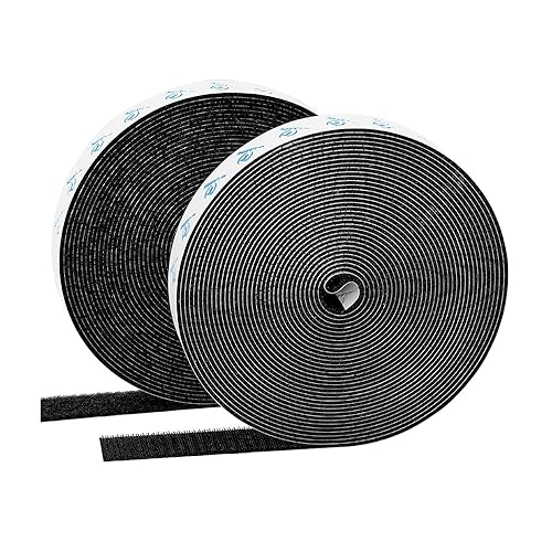 Miniatura 8 de Cinta de gancho y bucle de 1 pulgada x 30 pies, tiras adhesivas de alta resistencia para colgar en la pared, cinta adhesiva fuerte de doble cara y