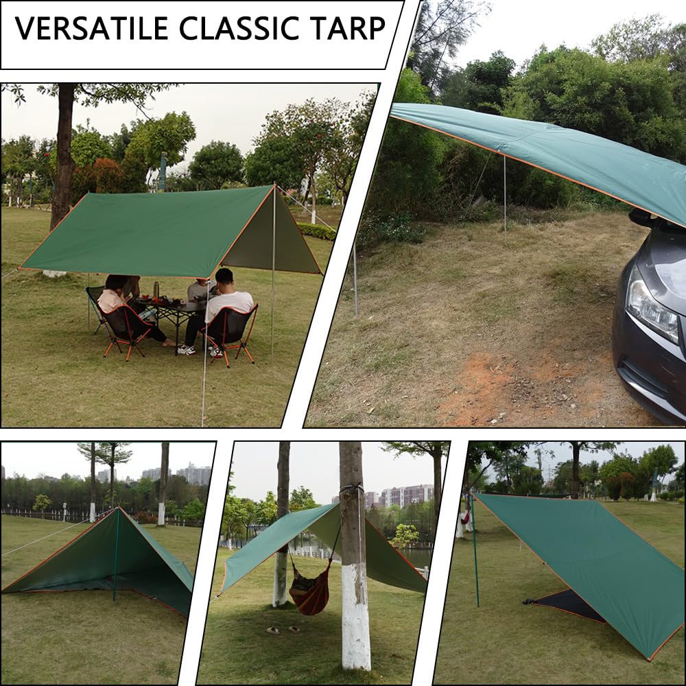 10x16 ft Car Side Awning with Pole Outdoor Camping Tent Tarp Waterproof Car Tent Canopy Shade Sun Shelter
