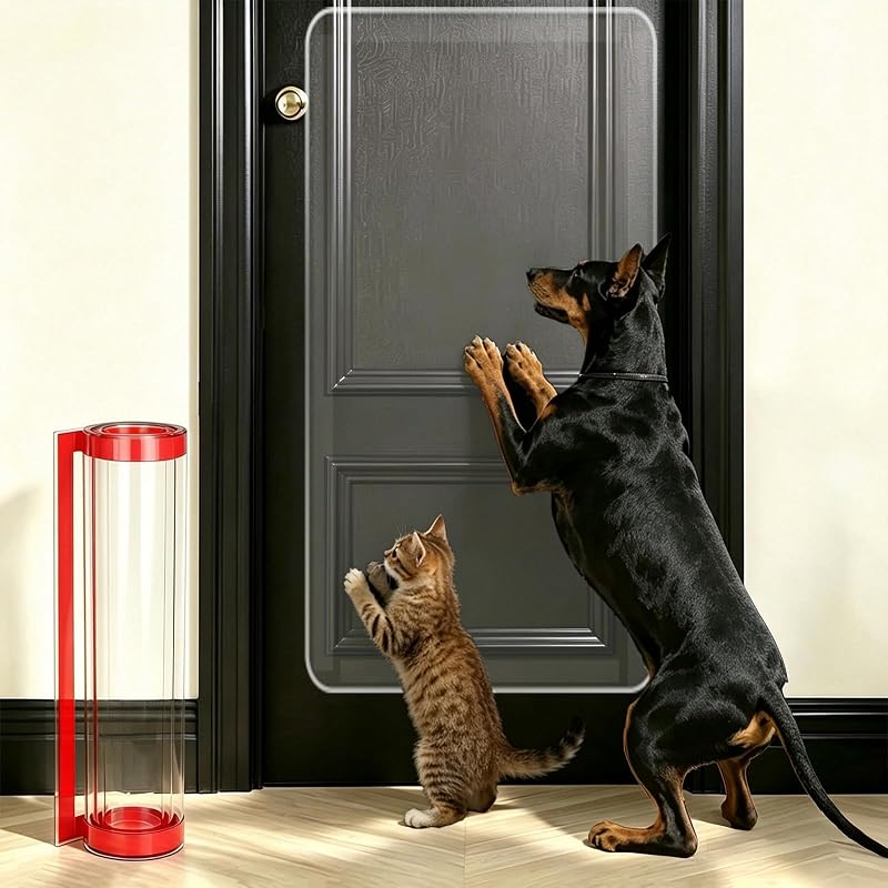 Protetor de Porta Autoadesivo para Cães e Gatos em PVC Transparente Majewel 39,88 x 100,08 cm