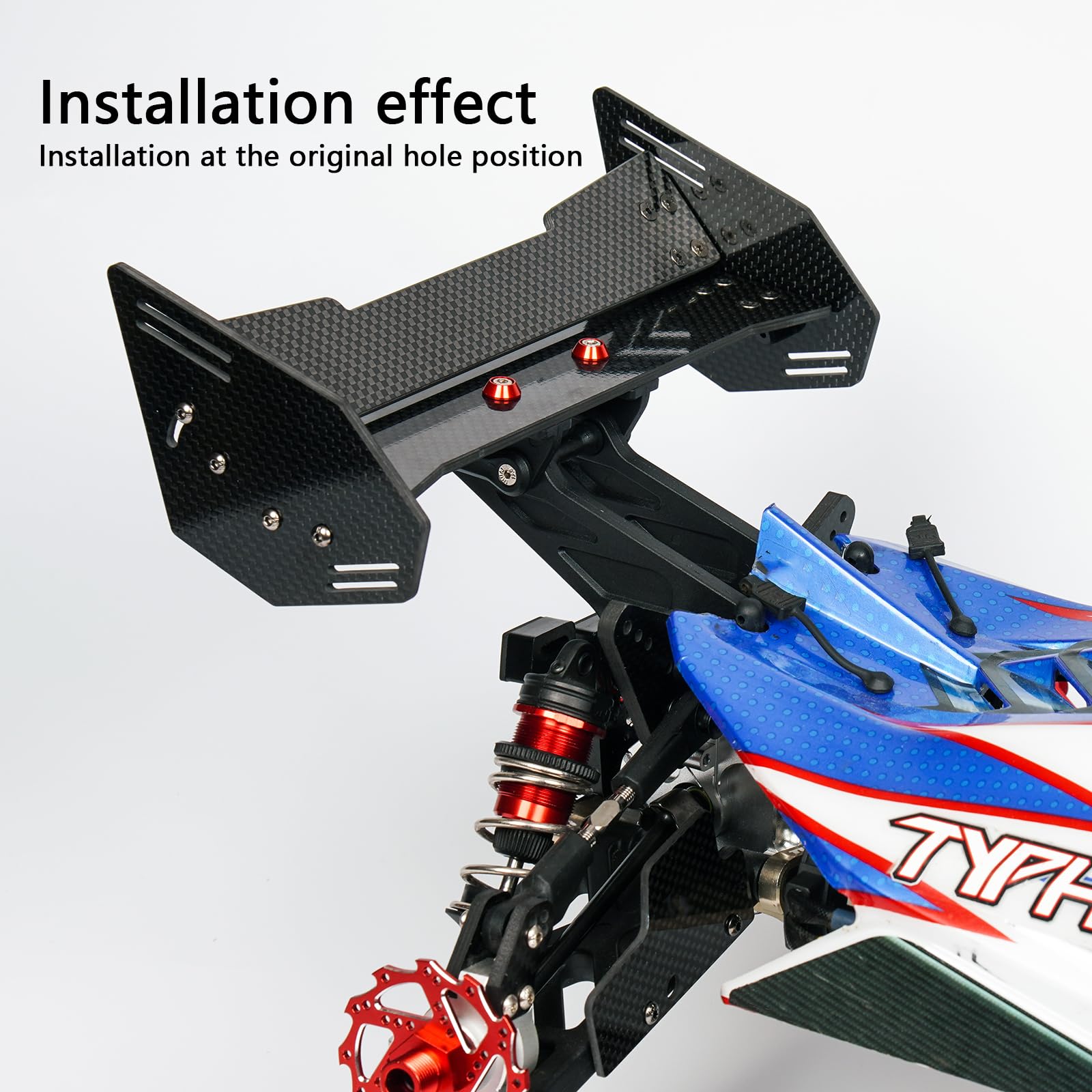 Carbon Fiber Tail Rear Wing for Arrma 6S 1/8 Typhon,3 MM Thick RC Car Upgrade Part Replace ARA480024/ARA40041(1/8 6S Typhon-Small Size Style)