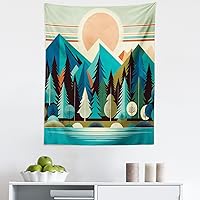 Vista 184 de Ambesonne Tapiz hawaiano, Costa Na Pali en la isla de Kauai en Hawái, día soleado, horizonte de montaña, colgante de pared para dormitorio, sala