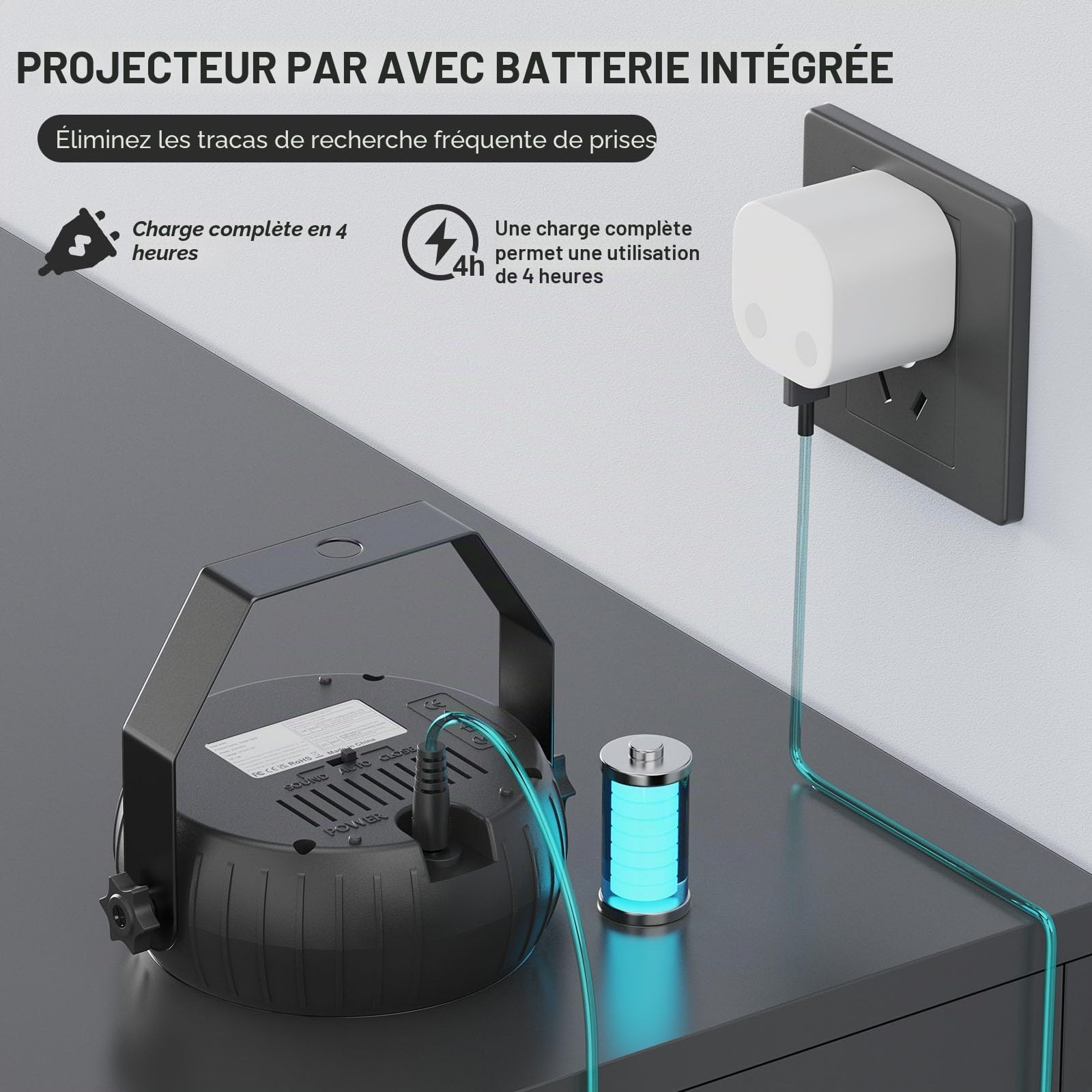 2PCS Mini RGB Projecteur Par LED Batterie, 12 LED Rechargeables Jeux de Lumiere avec Télécommande et Son Activé, Lumiere de Scène pour Fêtes, DJ, Disco, Bar, Mariage, Halloween, Noël