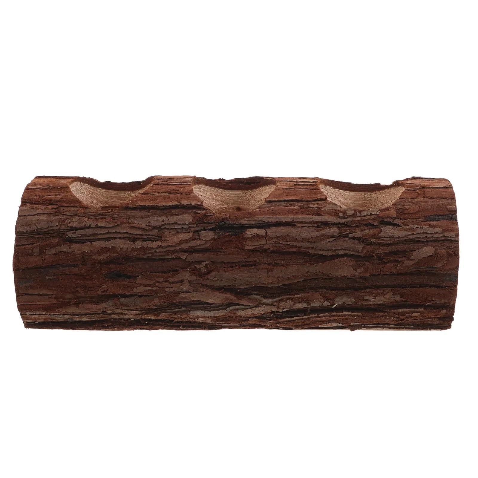 QuxetlRyz Wooden Tree Stump Decor Natural Wood Planter Rustic Handmade Bonsai Container Succulent Flower Pot Decorative Log Trough Garden Patio Creative
