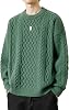 YAYOKYA Mens Knit Sweater, Crew Neck, Cable Knitting, Long Sleeve, Unisex, Stretch, Knit Sweater, Thick, Autumn Clothing, Winter Clothes, Casual, Solid, Soft, Loose
