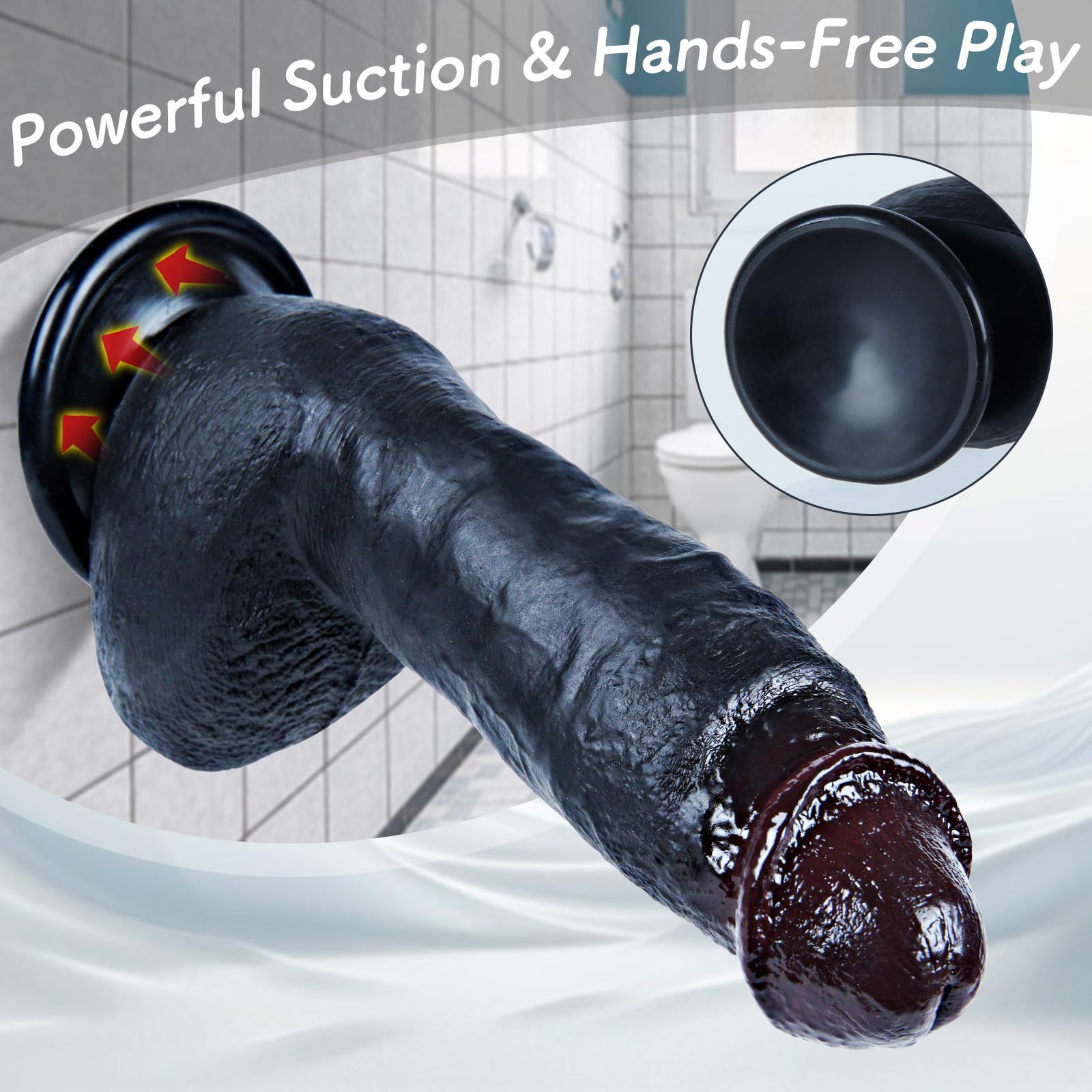 Dildo realistico in silicone nero da 20,5cm con potente ventosa,grande dildo anale per principianti,stimolatore vaginale del punto G,morbido e spesso,sensazione simile alla pelle,per coppie uso unisex