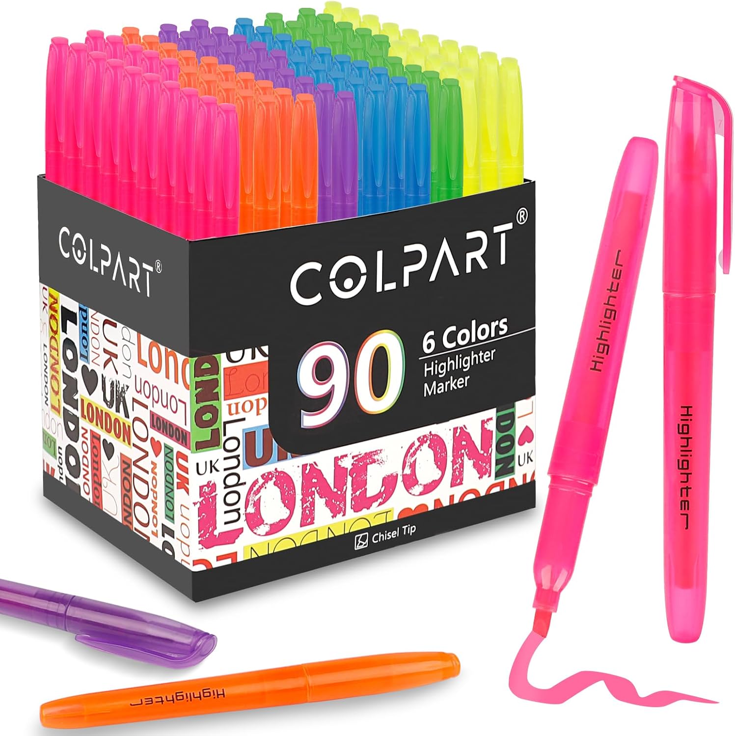 90 Pack Highlighters Assorted Colors 6 Bright Colors