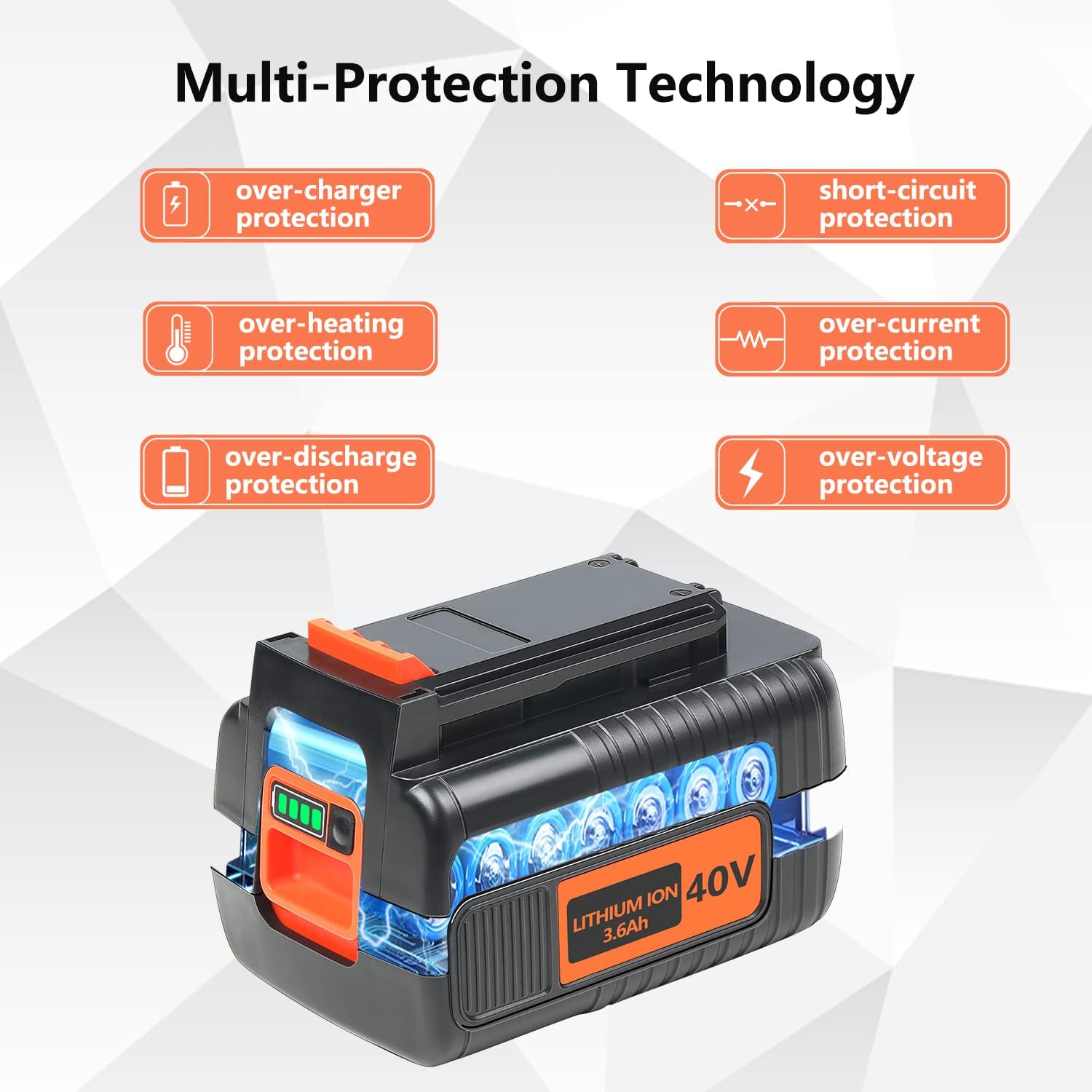 Replacement for Black and Decker 40V Battery LBX2040 LBX36 LBXR36 LBXR2036 LST540 LST136W 3.6Ah Lithium Batteries - Image 2