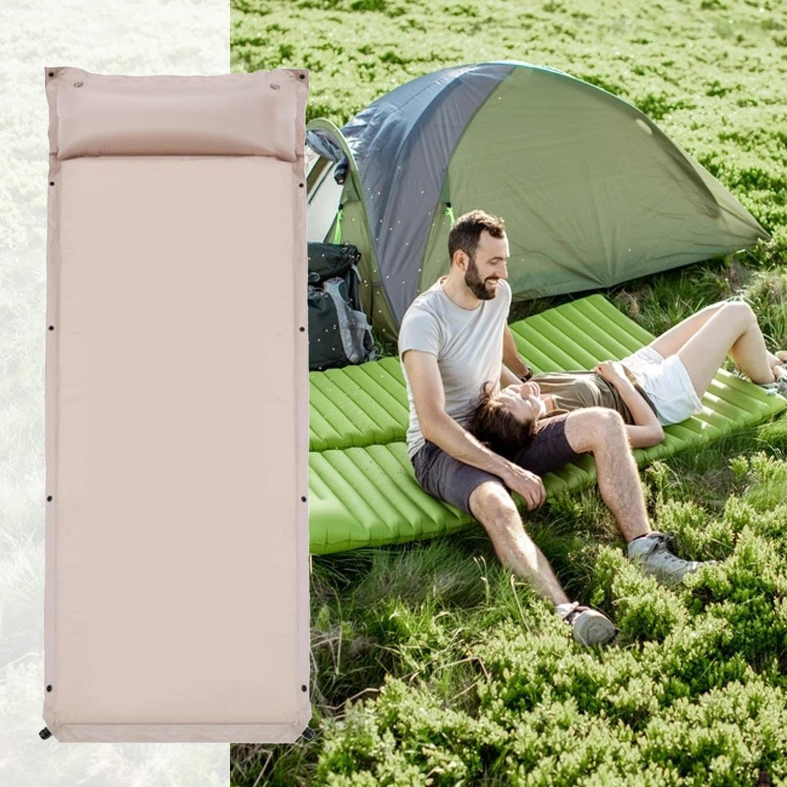 Colchón de Aire Para Acampar Colchoneta de Dormir Inflado Automático Para | Colchoneta de Camping Para Campistas Pescadores Viajeros Playa Picnic Pesca Patio Y Campamento Verano