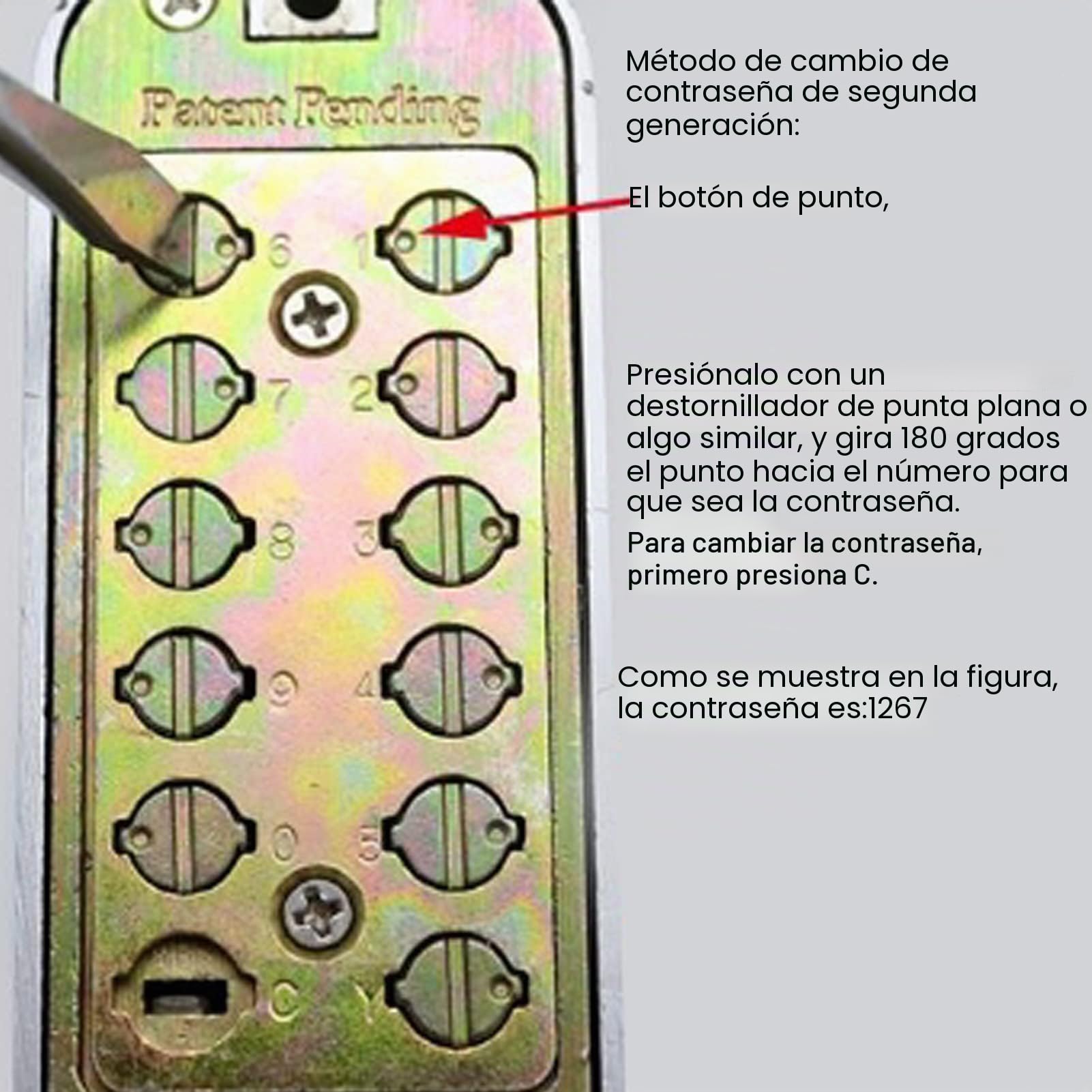 Cerradura de Puerta Mecánica Digital con Manija, Cerradura de Combinación de 1-11 Dígitos Cerradura de Código Mecánico a Prueba de Agua Cerradura de Código sin Llave de Aleación de Zinc para Oficina E