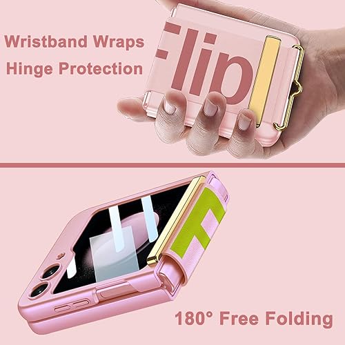 Miniatura 4 de NINKI Funda con correa compatible con Samsung Galaxy Z Flip 5 0.18 oz con protector de pantalla de cámara, funda de piel sintética a prueba de