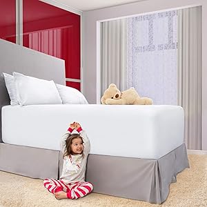 Mellanni Bed Skirt Twin Size - Bed Skirting - 15-Inch Tailored Drop Pleated Dust Ruffle - Hotel Luxury Bedding - Wrinkle, Fade, Stain Resistant - 1 Bedskirt (Twin, Light Gray)