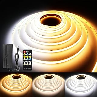 CCT COB LED Strip Lights, 32.8ft Dimmable 2700K-6500K 24V Tunable White LED Light Strip Kit, High Density CRI 90+ LED Strips with Remote Controller and Power Supply, for Bedroom Kitchen Home Lighting