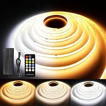 CCT COB LED Strip Lights, 32.8ft Dimmable 2700K-6500K 24V Tunable White LED Light Strip Kit, High Density CRI 90+ LED Strips with Remote Controller and Power Supply, for Bedroom Kitchen Home Lighting
