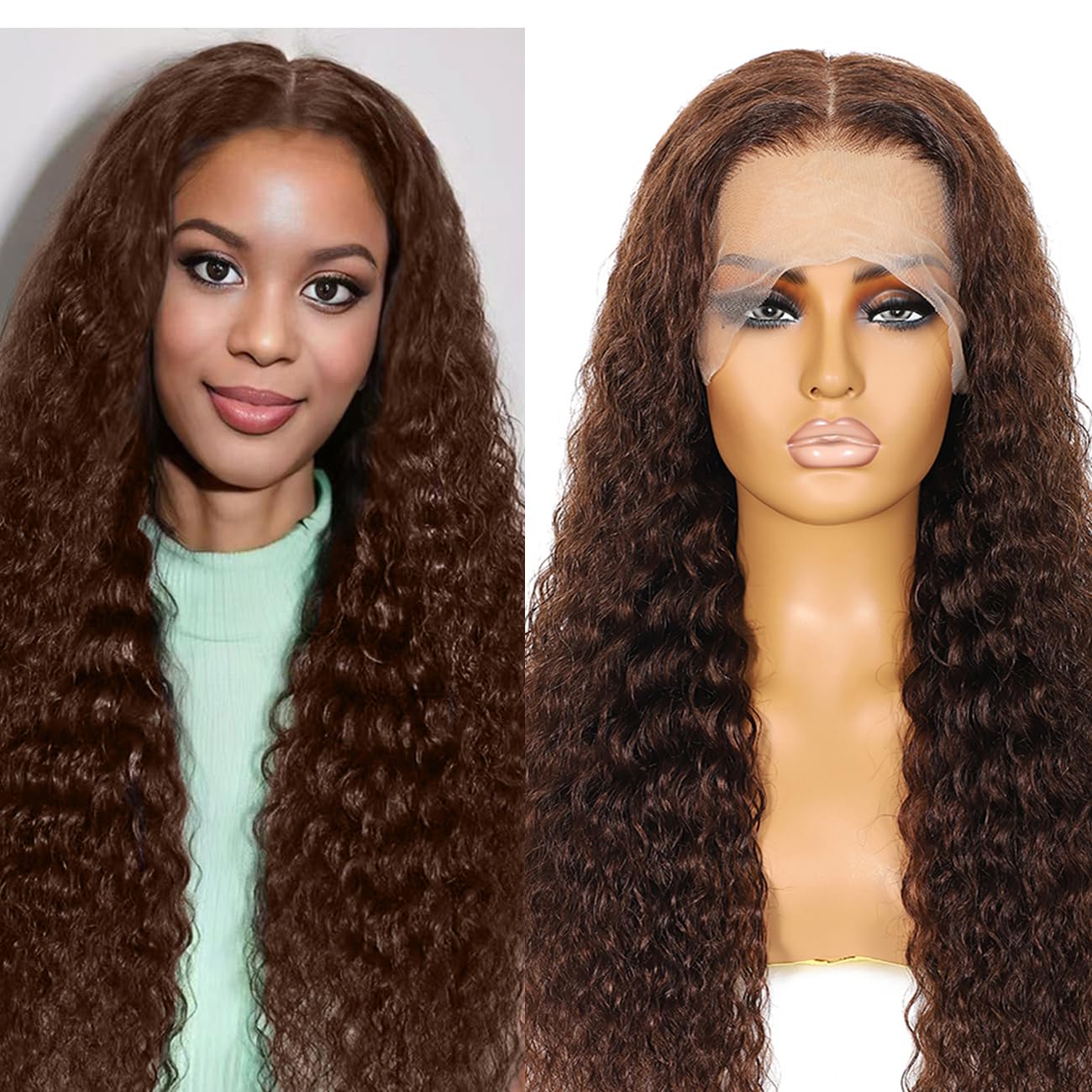 Bworto Chocolate Brown Lace Front Wigs Human Hair Deep Wave Curly 13x6 Hd Lace Frontal Wigs for Black Women Pre Plucked 26 Inch